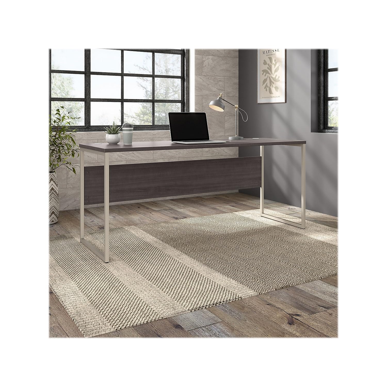 Bush Business Furniture Office Table - Open Metal Leg Design with Privacy Panel | Large Hybrid Computer Desk for Home Office (72