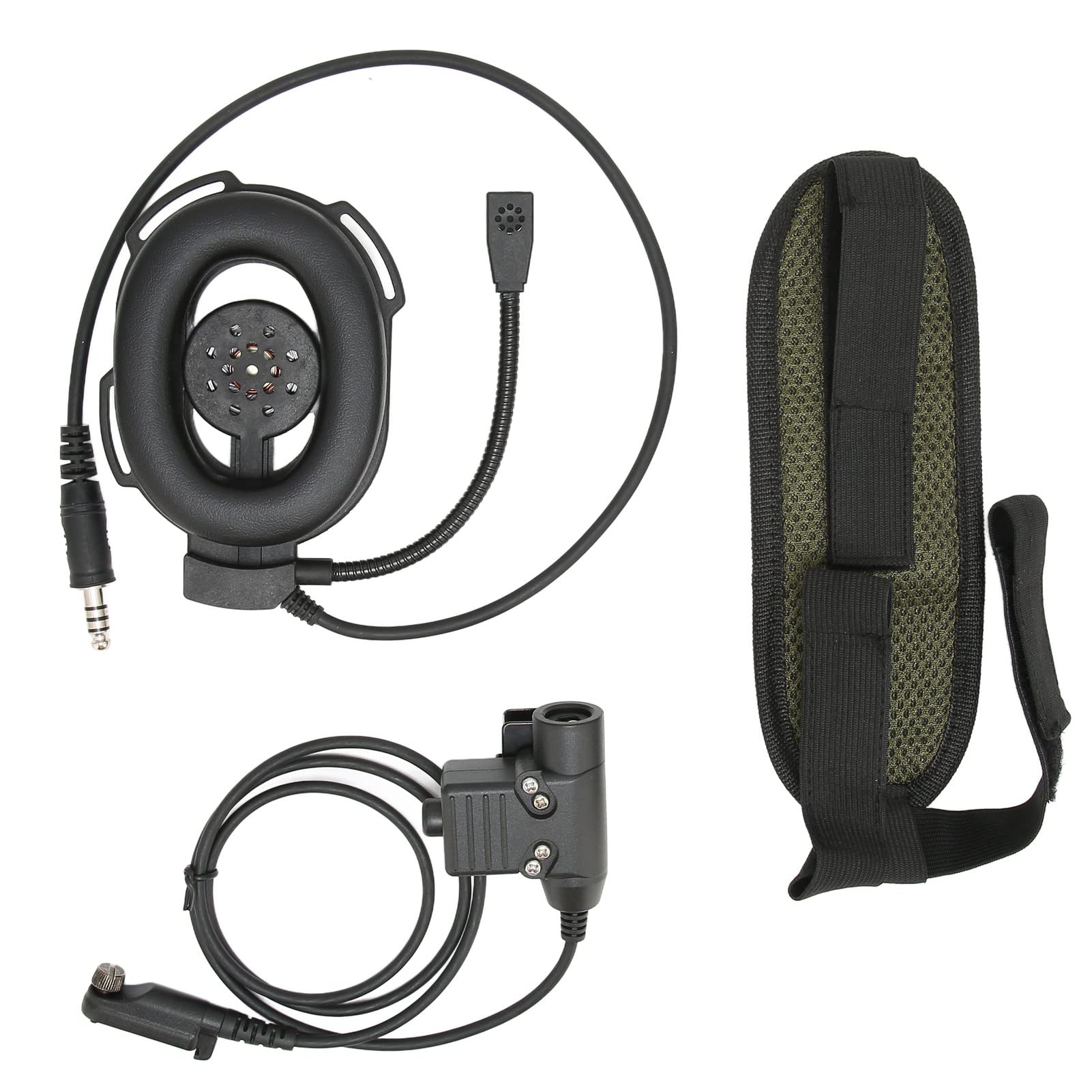 Military Tactical Headset - High Strength Adjustable Walkie Talkie Headset for Hytera PD600 & PD602 - Comfortable Noise Cancelling Earpiece for Security, Construction & Outdoor Adventures (Black)