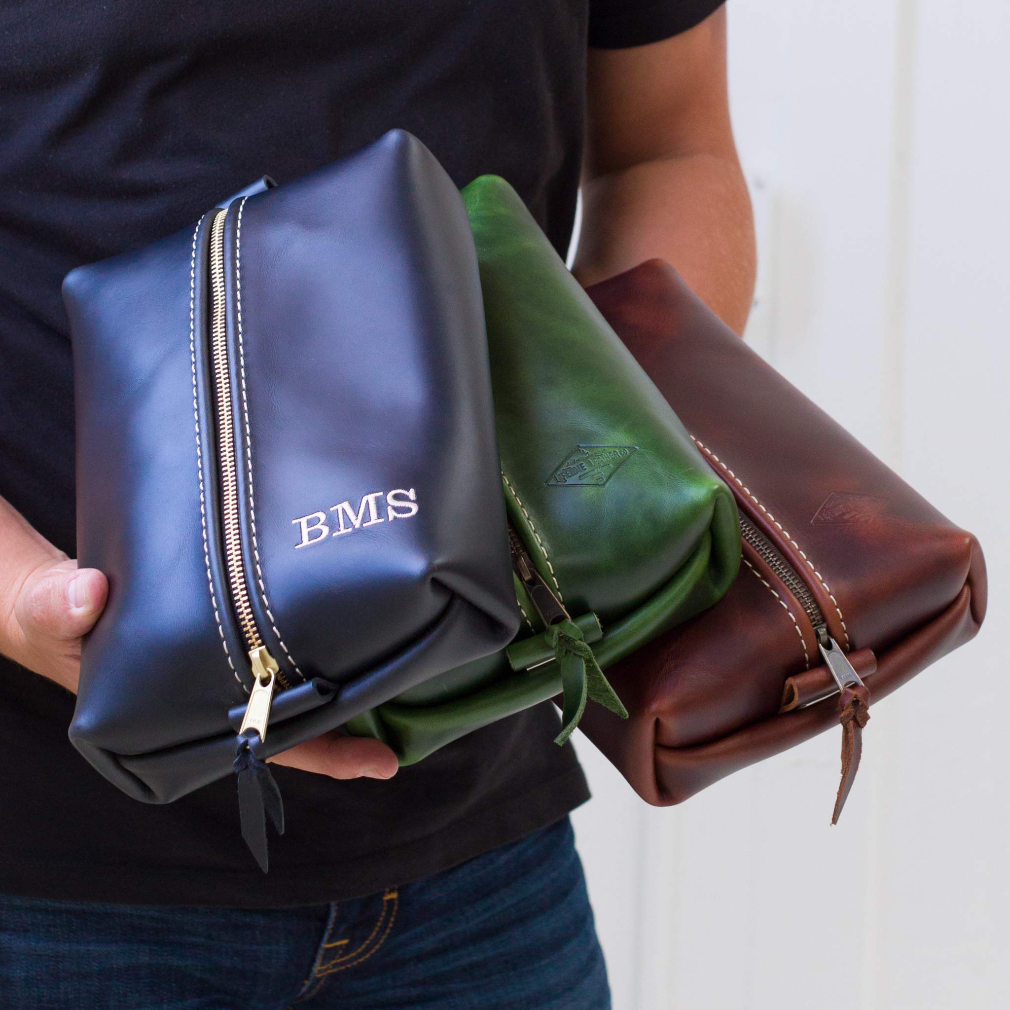 Premium Heirloom Leather Dopp Kit Bag - Personalized Men's Toiletry Travel Organizer - Ideal Groomsmen Gift & Luxury Gift for Men - Perfect for Travel, Gym, and Business Trips