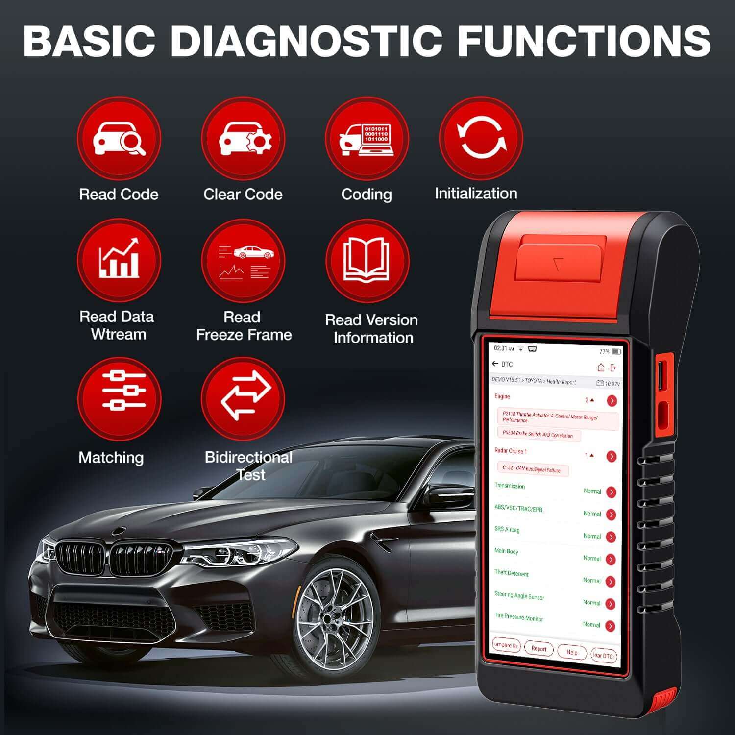 KINGBOLEN K6 PRO Automotive Battery Tester & TPMS Diagnostic Scanner with Printer | Free 2-Year Updates | K7 Upgrade Version | For Car Maintenance & Tire Pressure Monitoring