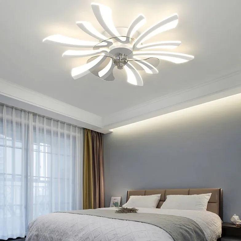 Petal Shape LED Ceiling Fan with Light for Living Room - Modern Stylish Cooling & Lighting Solution for Home, Bedroom, Office