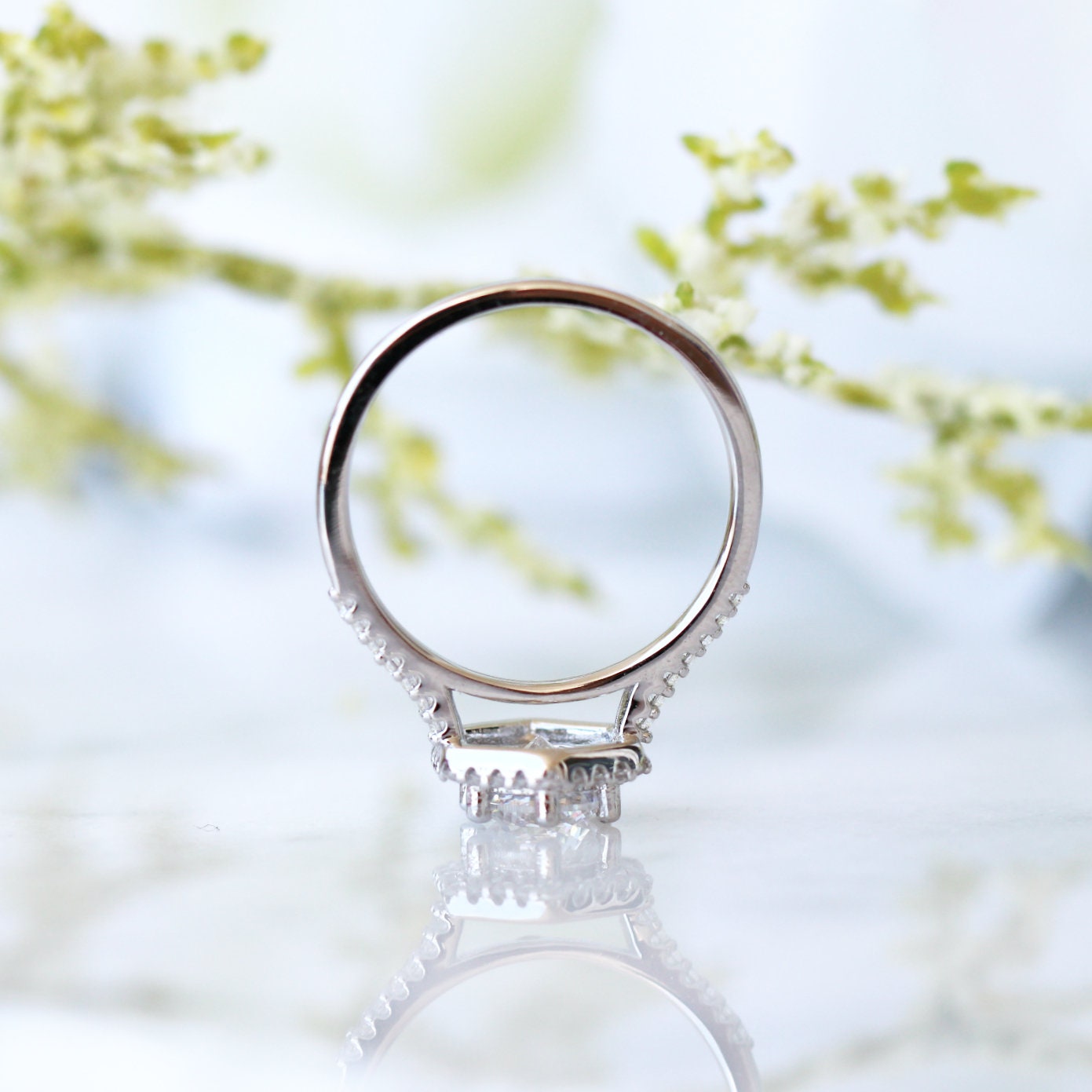 Hexagon Moissanite Engagement Ring for Women - 10K/14K/18K White Gold Wedding Band, Anniversary Gift, Promise Ring - Perfect for Proposals, Bridal Jewelry & Special Occasions