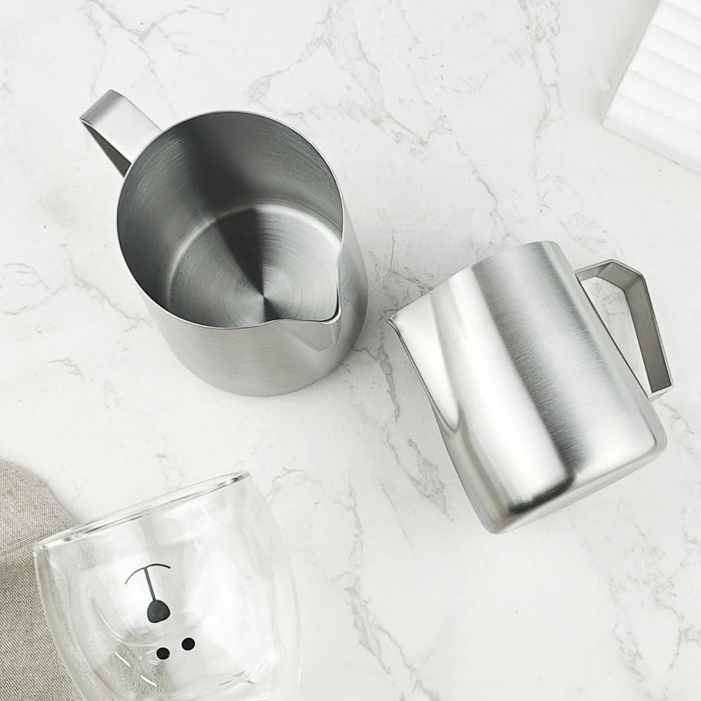 Premium Stainless Steel Milk Frothing Pitcher 20oz/600ml - Barista-Grade Milk Frother Cup for Espresso Machines & Lattes - Perfect for Home Coffee Makers & Professional Cafes