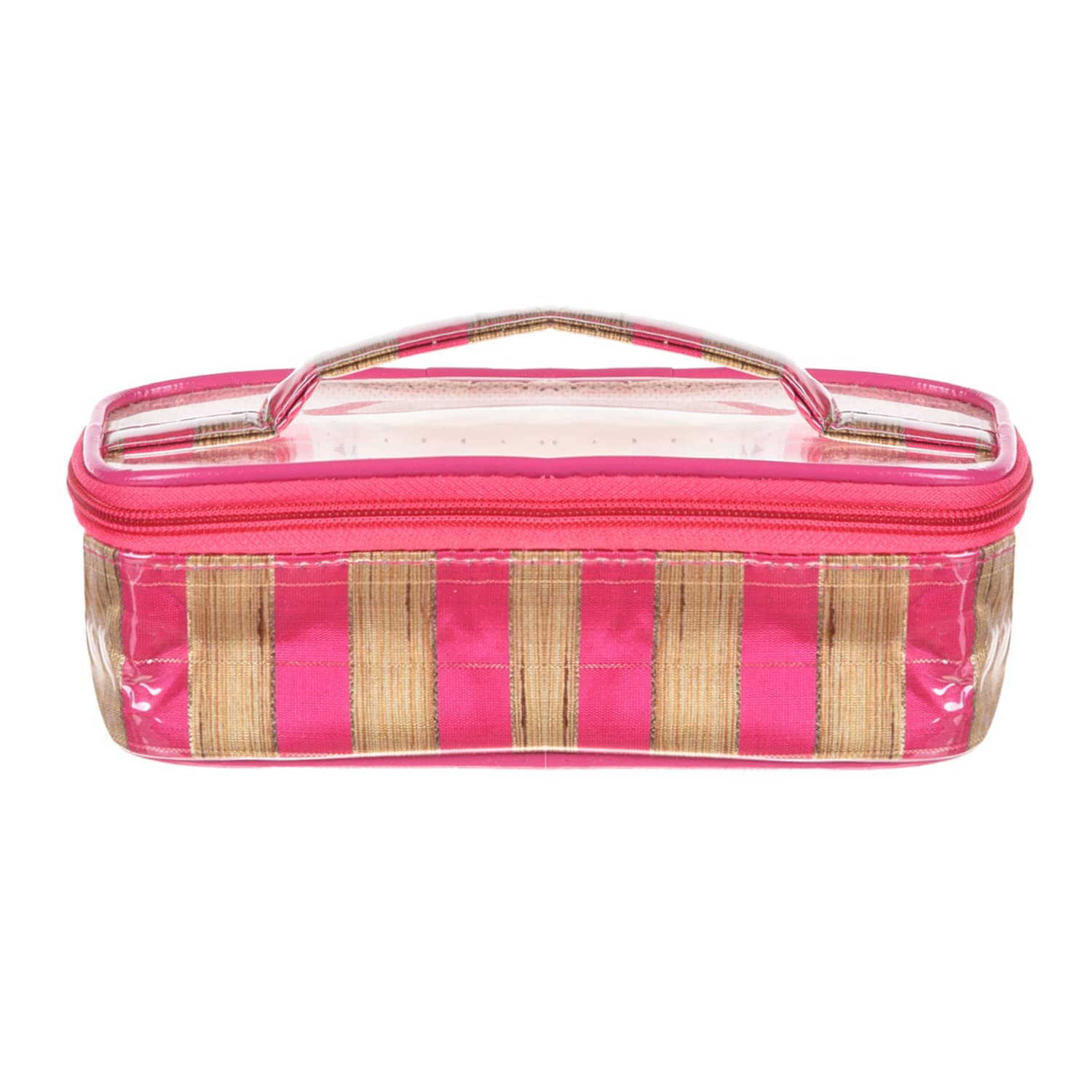 **Heart Home Makeup Kit | Silk Laminated Fabric Cosmetic Bag for Women | 3-Piece Travel Toiletry Set with Handle | Pink | Perfect for Travel, Gym & Daily Organization**