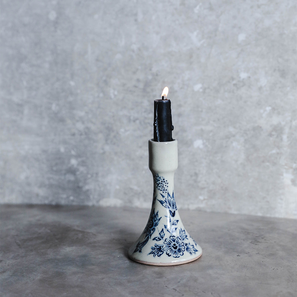 Hand-Painted Artisan Candlestick Holder - Elegant Decorative Candle Holder for Home Decor, Wedding Centerpieces & Romantic Dinner Settings