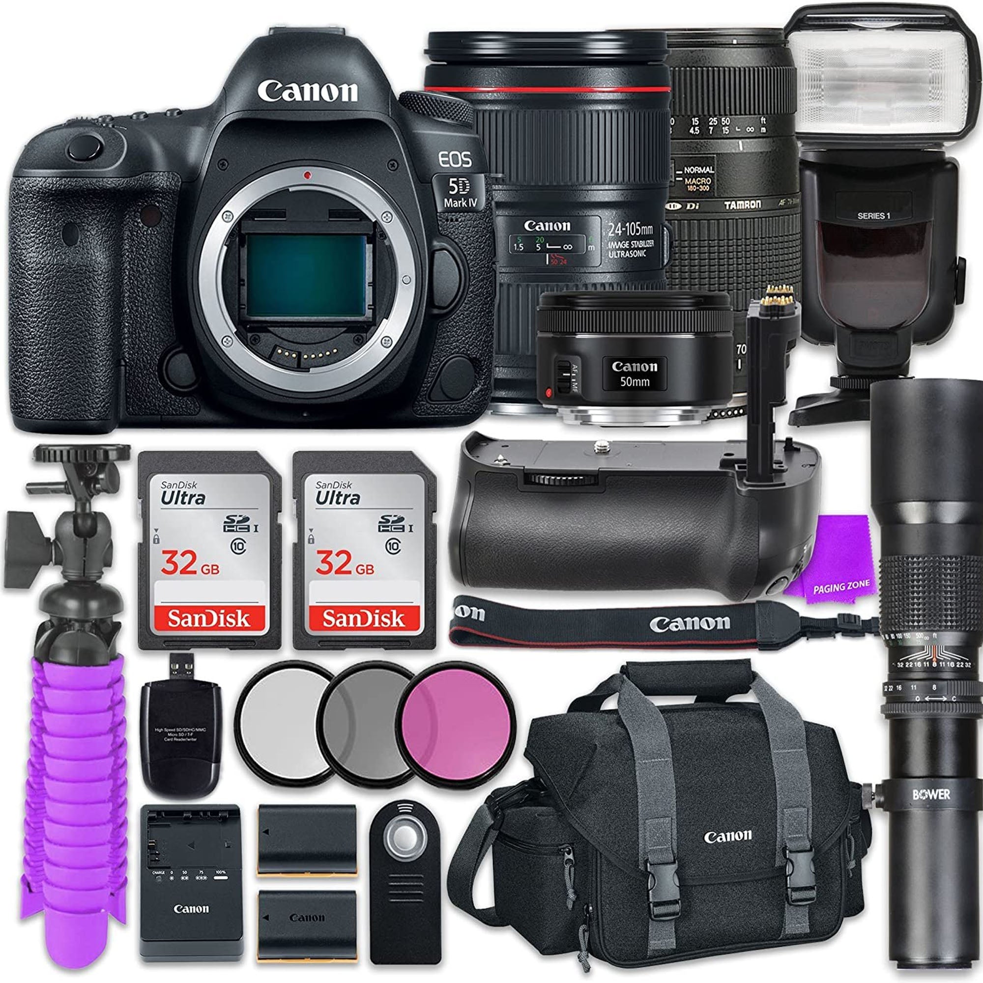 Canon EOS 5D Mark IV DSLR Camera with EF 24-105mm f/4L II Lens + Tamron 70-300mm f/4-5.6 Di LD + EF 50mm f/1.8 STM Lens Bundle - Professional Photography Kit for Portraits, Landscapes & Travel