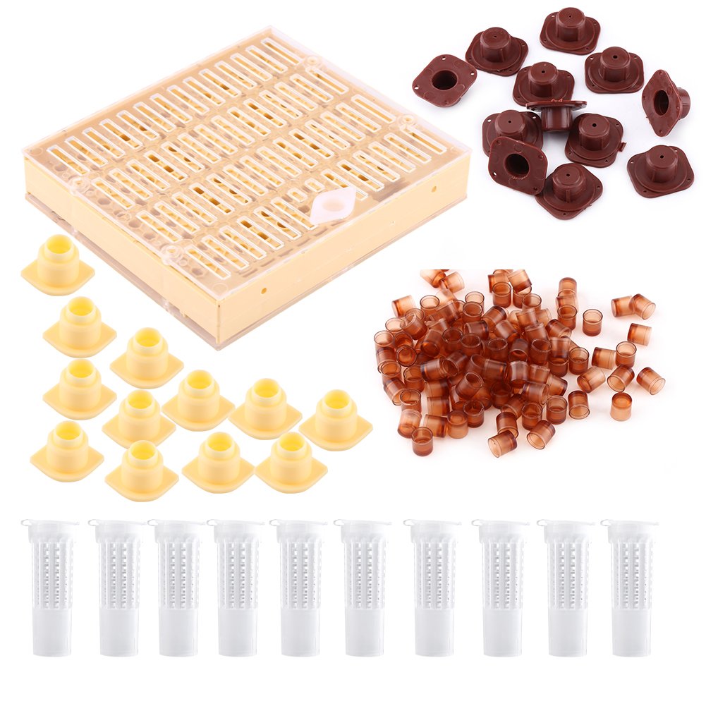 Professional Beekeeping Queen Bee Rearing Grafting Kit - Queen Rearing Box Cage, Cell Bar Blocks, 110 Cell Cups & Beehive Tools for Apiculture | Perfect for Beekeepers, Honey Production & Queen Bee Breeding