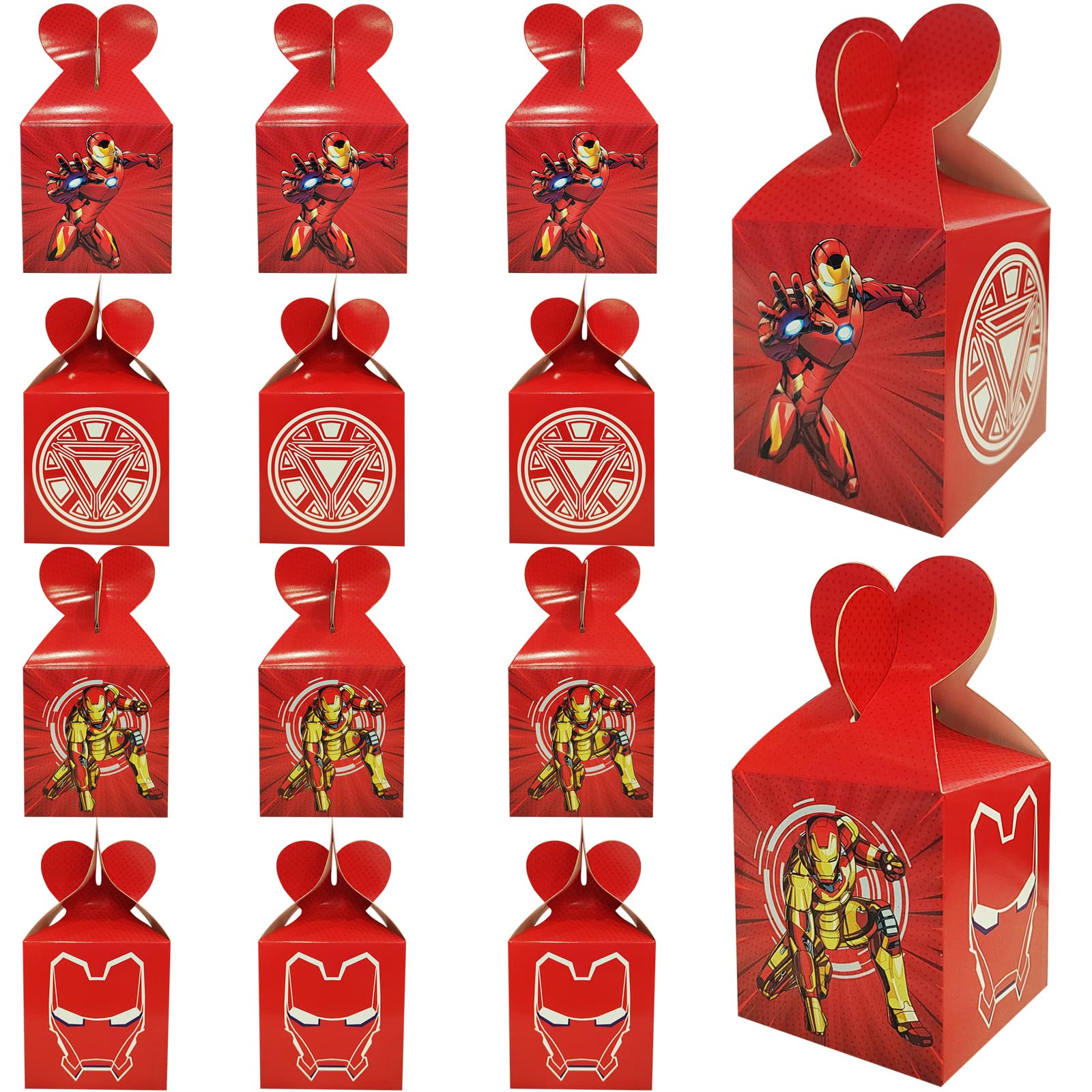 16Pcs Iron Hero Birthday Party Gift Box Set - Kids Party Favors, Treat Boxes & Candy Containers for Superhero Themed Birthday Decorations | Perfect for Superhero Birthday Parties, Classroom Rewards & Goodie Bags