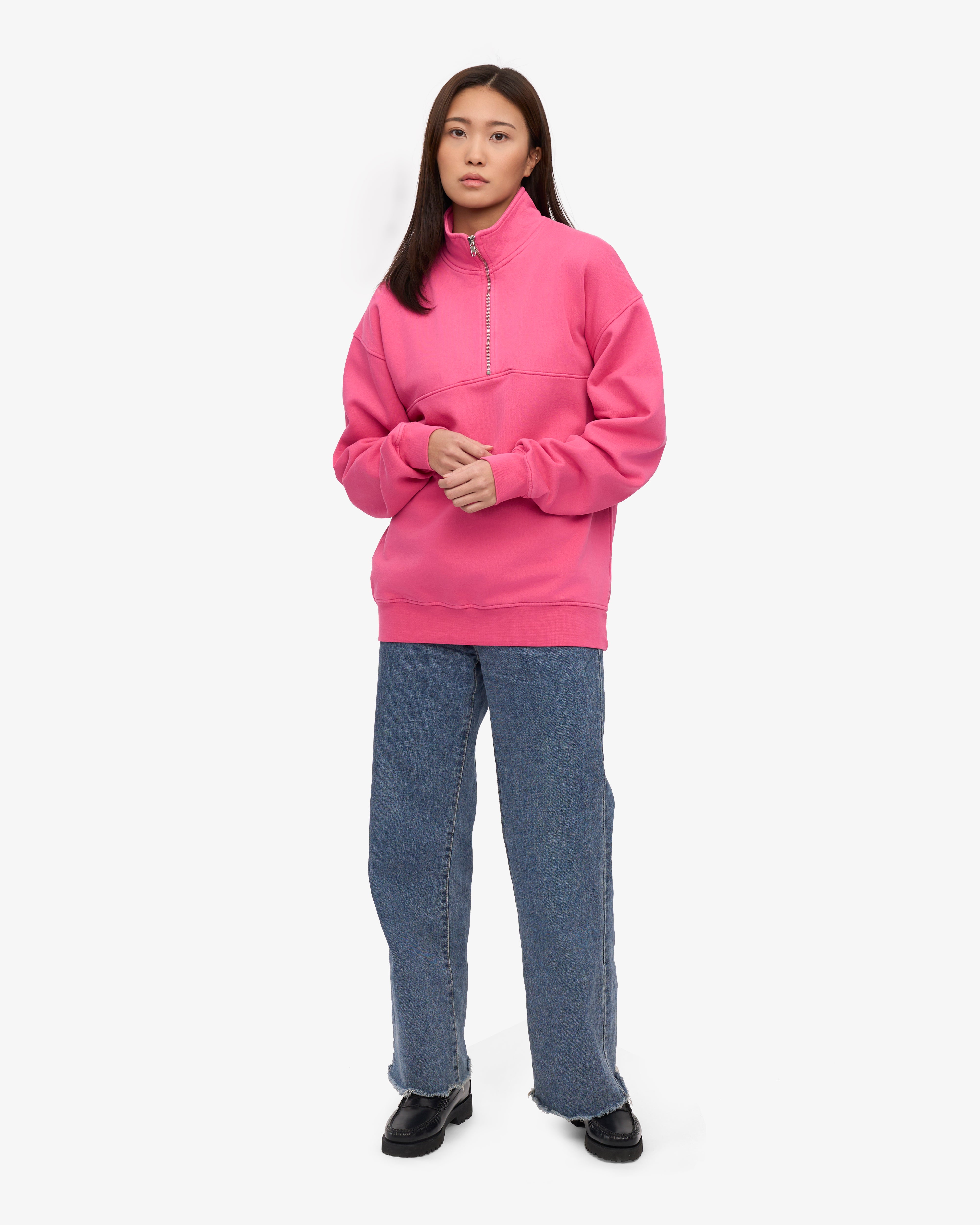 Organic Quarter Zip Sweatshirt for Women - Soft Bubblegum Pink Pullover | Perfect for Casual Wear, Workout & Outdoor Activities