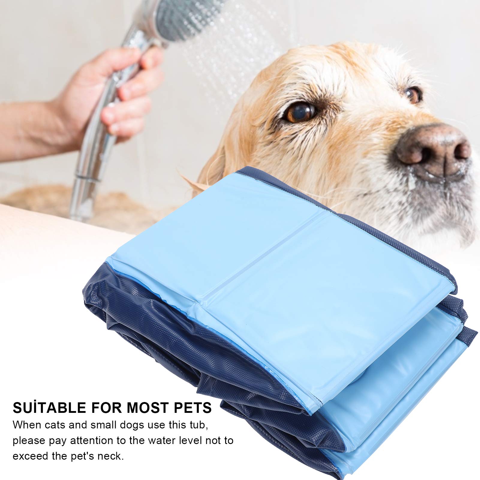 EVTSCAN Foldable Pet Swimming Pool - Portable PVC Dog & Cat Bath Tub, Non-Slip Collapsible Pet Bath Pool for Indoor & Outdoor Use, Leakproof Design (Large, Blue) - Perfect for Backyard, Beach, Travel & Home Bathing