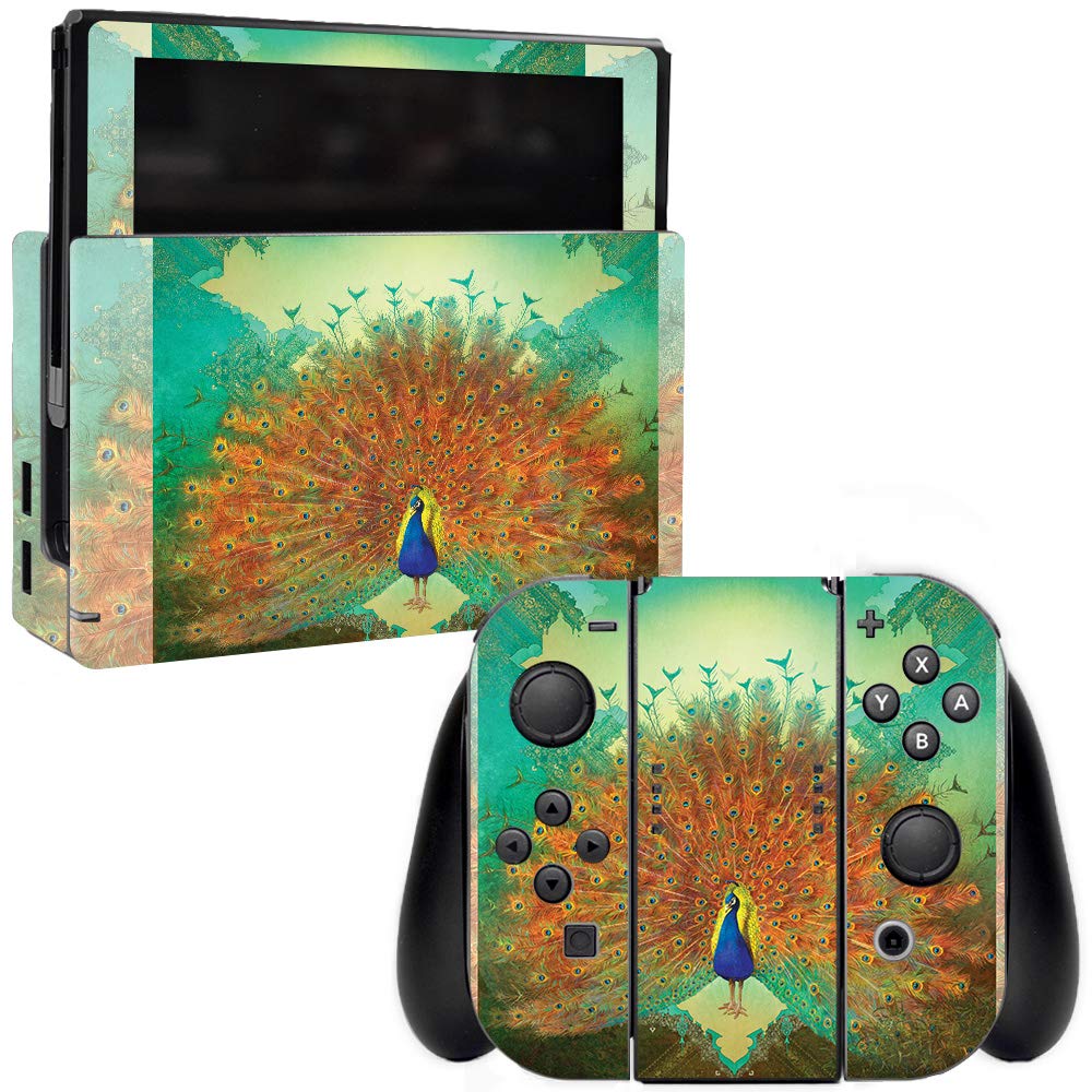 MightySkins Protective Vinyl Decal Wrap Cover for Nintendo Switch - Pretty Peacock Design | Durable, Scratch-Resistant & Easy to Apply | Made in USA | Perfect for Gaming, Travel & Customization