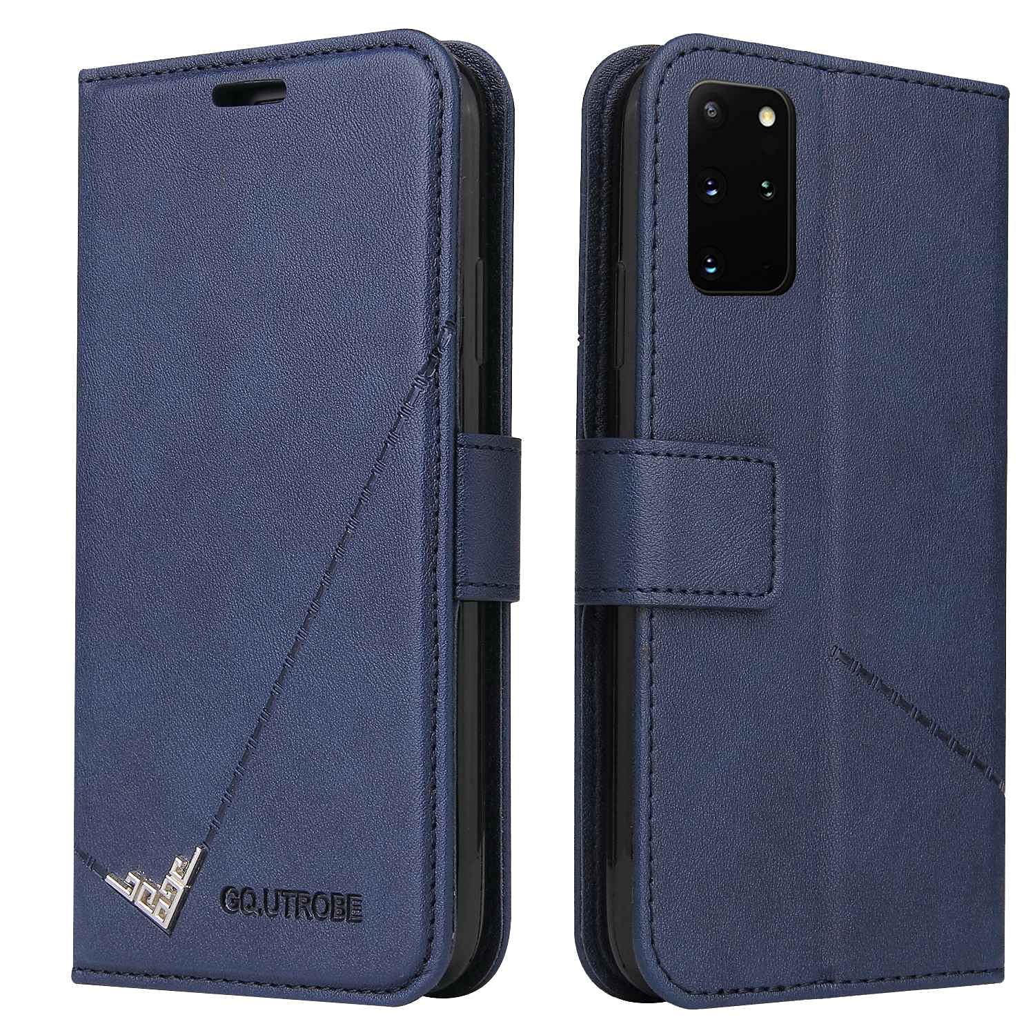 Premium Leather Wallet Case for Samsung Galaxy S20+ with Magnetic Kickstand & 3 Card Slots - Shockproof Protective Cover (Blue) - Perfect for Business Travel, Daily Commute & Hands-Free Viewing