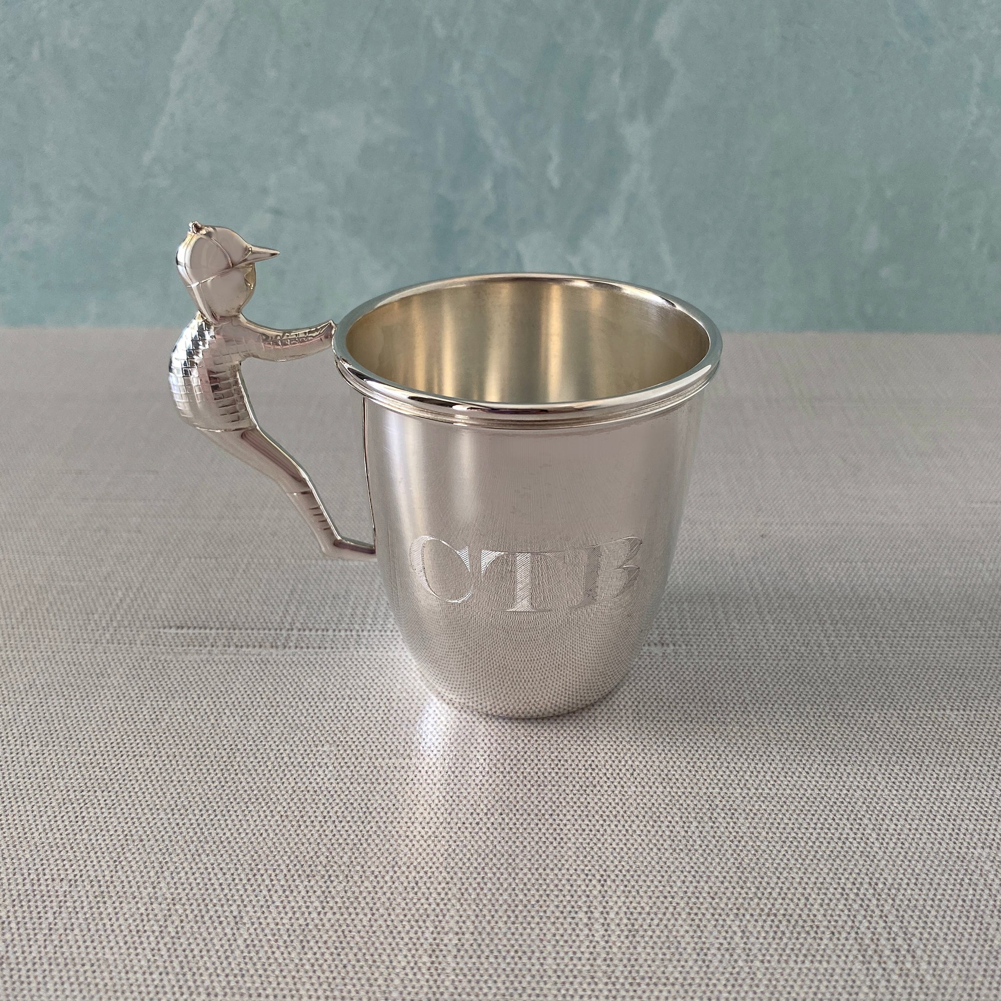Sterling Silver Baby Cup with Little Boy Handle - Perfect for Christening Gifts, Baby Showers & First Birthday Presents