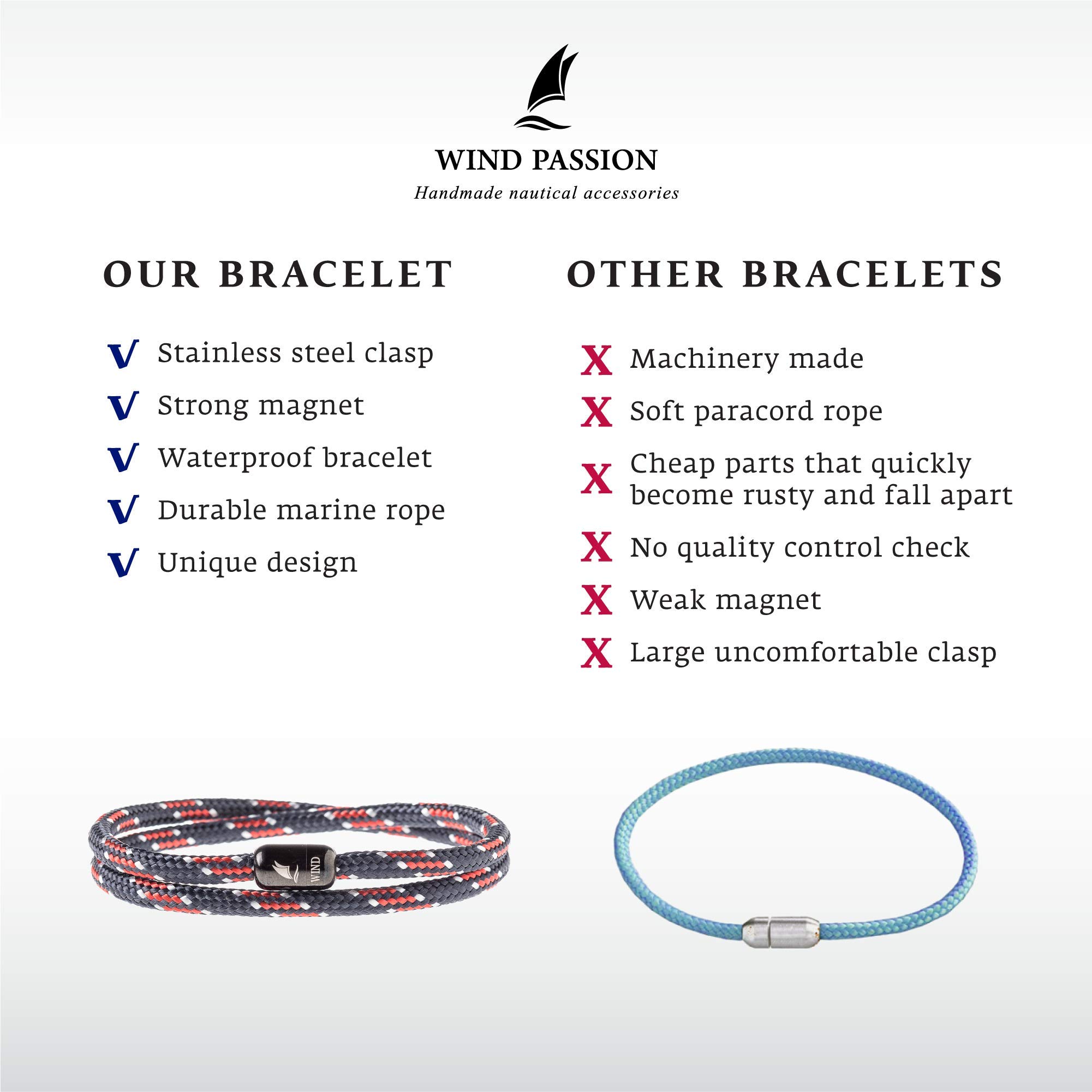 Wind Passion - Stylish Paracord Bracelet for Women & Men - Adjustable Magnetic Clasp Rope Wristband - Outdoor Survival Gear, Fashion Accessory, Camping & Hiking Essential