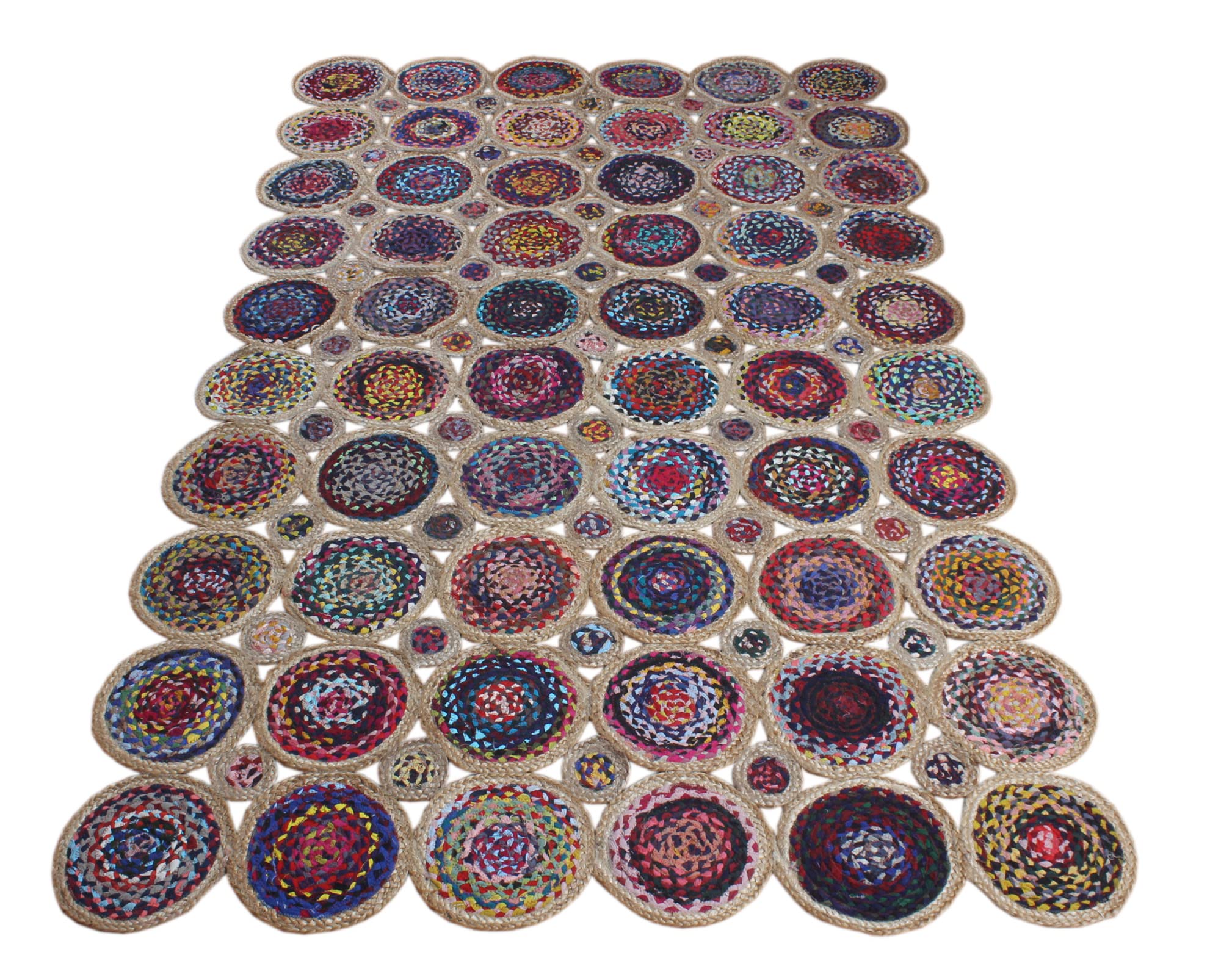 Spinrific Solid Contemporary Cotton Chindi Area Rug - Handmade Indian Jute Rug, Eco-Friendly Natural Cotton for Kitchen, Living Room, Outdoor - 60x90cm (2x3 Feet) - Perfect for Boho Decor, Patio, Bedroom & Cozy Home Accents
