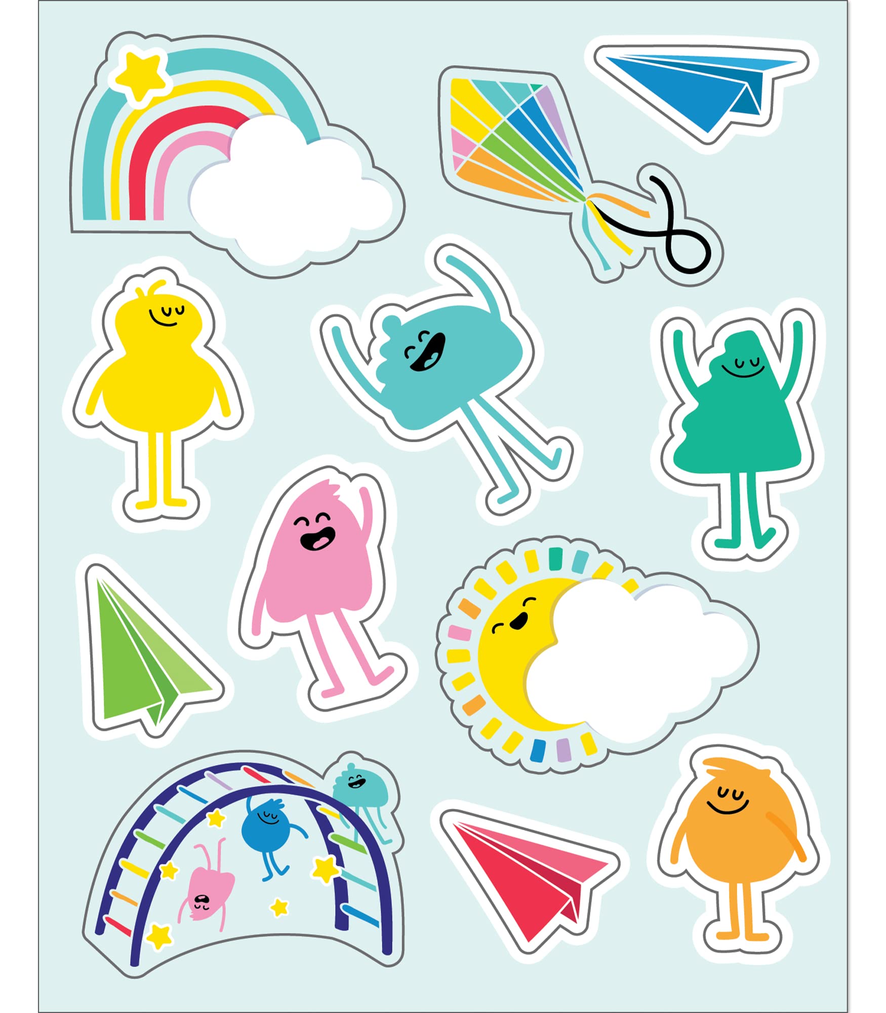 Carson Dellosa Happy Place Sticker Set - 72 Colorful Smiley Face, Rainbow, Airplane & Sunshine Stickers for Kids - Perfect for School Supplies, Classroom Rewards, Tests, Games & Scrapbooking (6 Sheets)