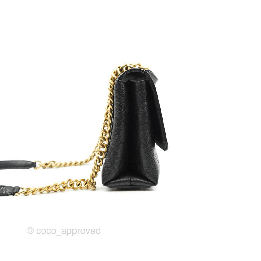 Chanel Chic Affinity Small Grained Calfskin Crossbody Bag in Black with Aged Gold Hardware - Perfect for Everyday Luxury & Evening Events