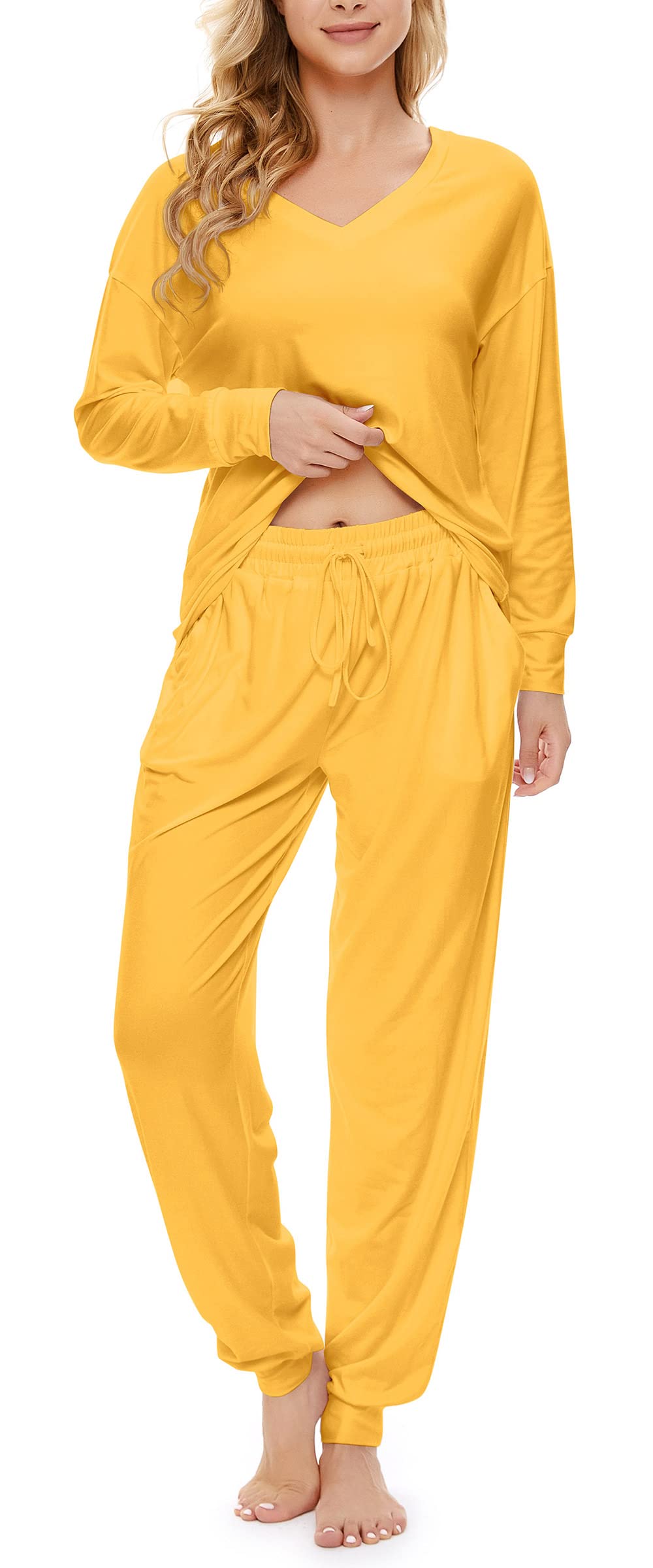 **Forcord Women's Tie Dye Pajama Set - Long Sleeve Sweatshirt & Pants with Pockets - Soft Sleepwear & Lounge Set for Cozy Nights, Relaxing at Home, and Travel**