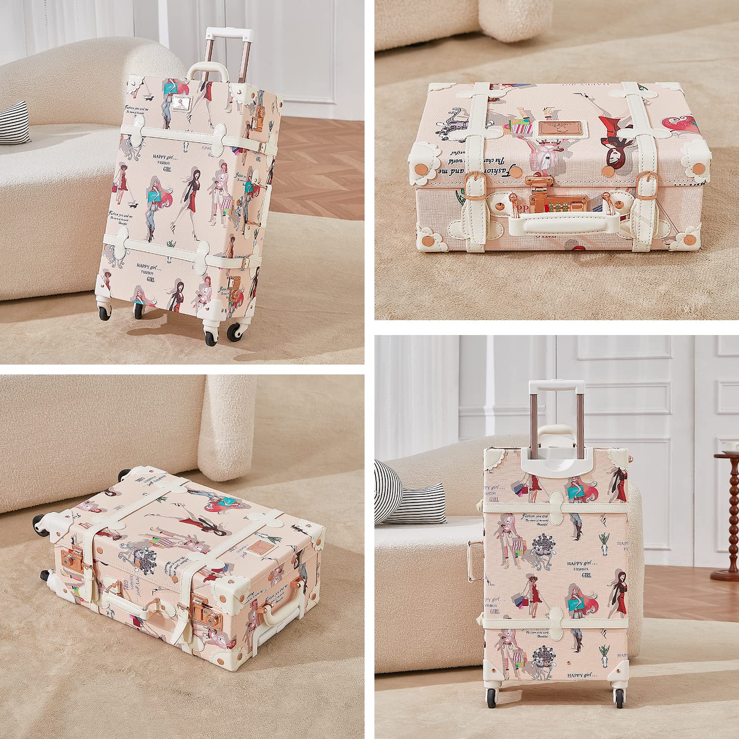 Vintage 2-Piece Suitcase Set with 12