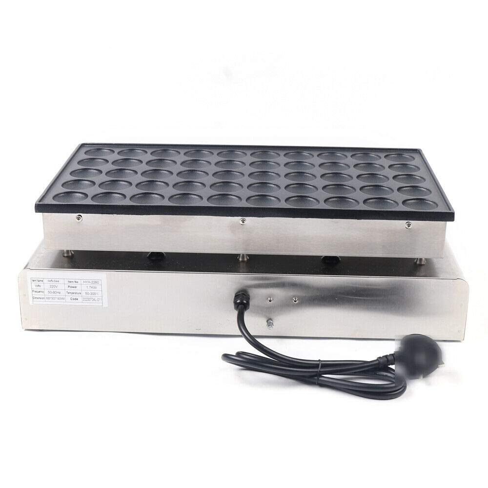Electric Mini Pancake Maker Machine - 50Holes 1.8inch Commercial Dutch Pancake Maker 1700W Nonstick Poffertjes Machine with Adjustable Temperature 50-300°C (122-572°F) - Perfect for Restaurants, Snack Bars, Bakeries, Breakfast Cafes, and Home Kitchen Use