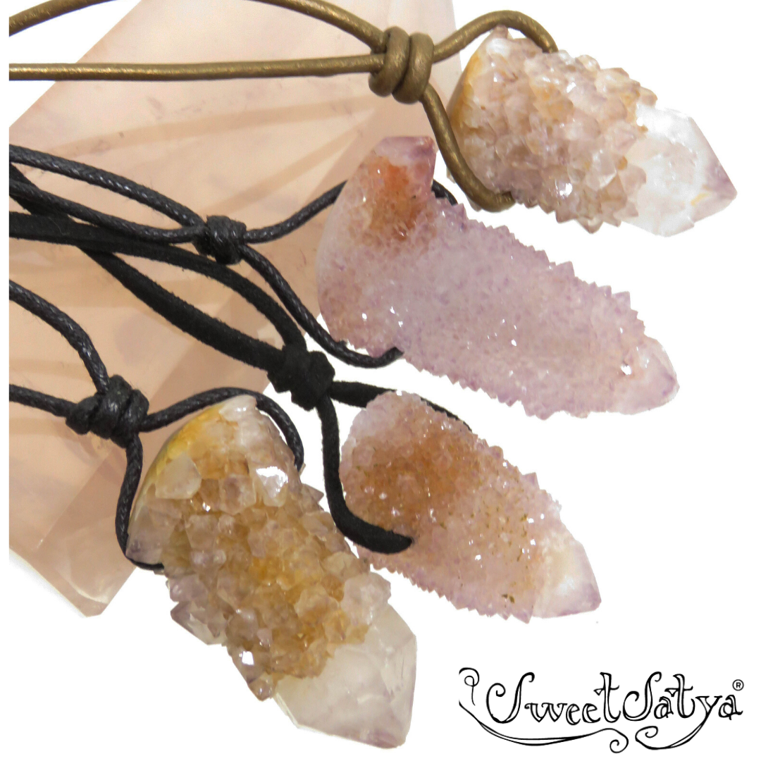 Natural Spirit Cactus Quartz Pendant Necklace - Healing Crystal Jewelry for Chakra Balancing & Energy Protection | Perfect for Meditation, Yoga & Spiritual Gifts