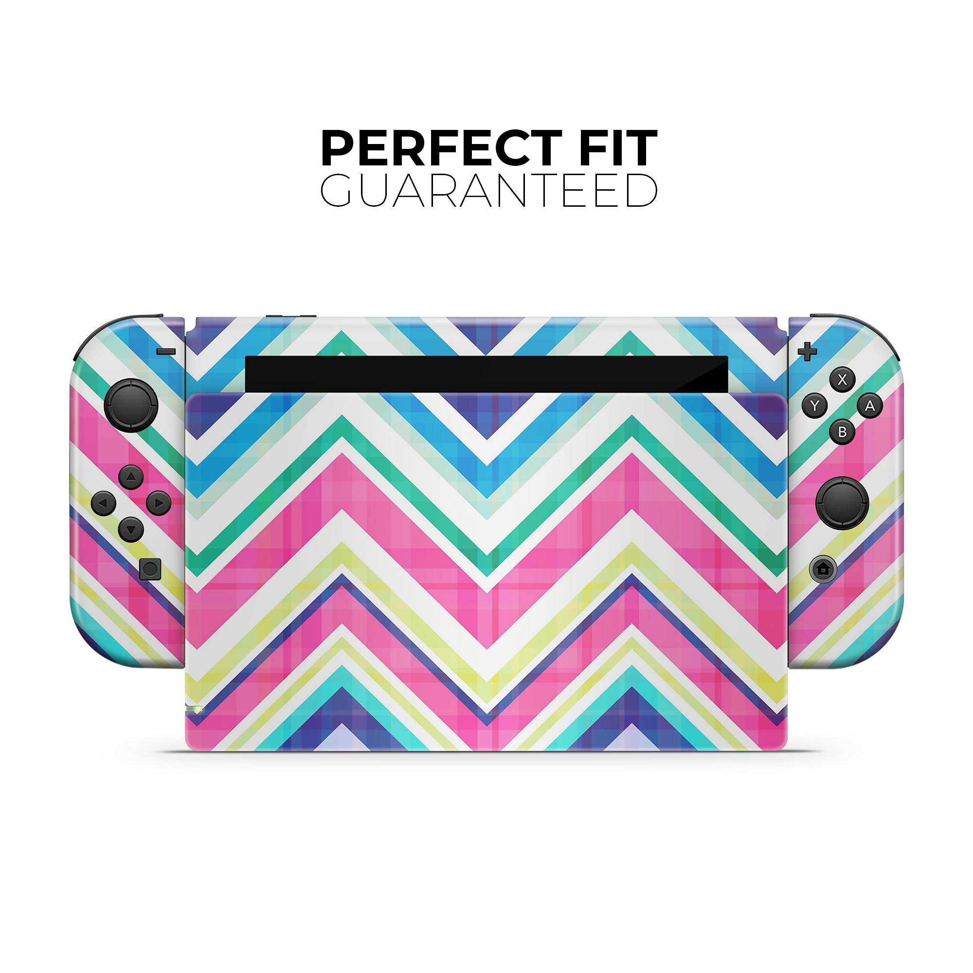 Nintendo Switch Pro Controller Skin - Scratch-Resistant Removable Vinyl Wrap Cover with Vibrant Pink & Blue Chevron Pattern - Perfect for Gaming Protection & Customization - Ideal for Nintendo Switch Pro Controller Owners & Gamers
