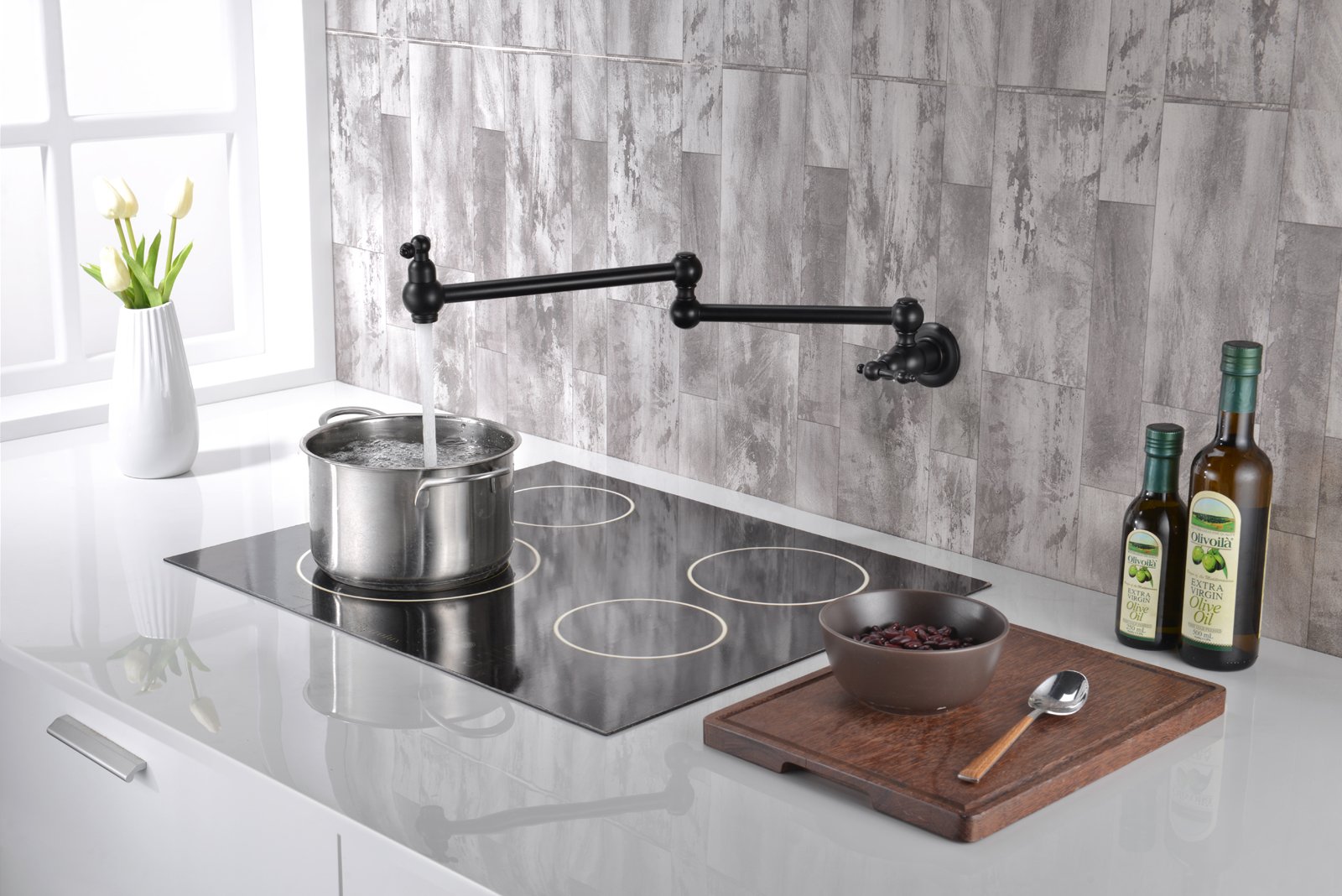 Premium Bronze Pot Filler Faucet - Wall Mount Oil Rubbed Bronze with Dual Swing Joints & 24