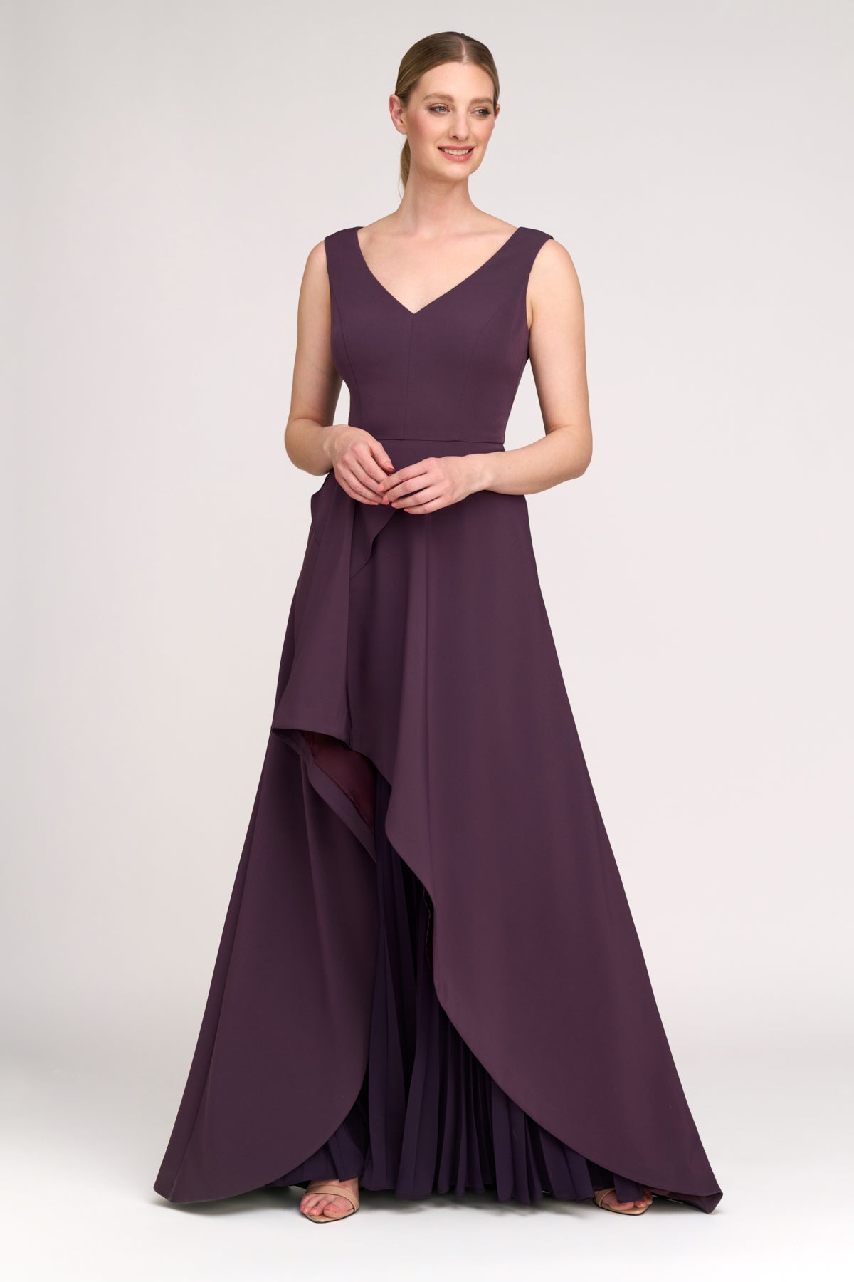 Elegant Aster Gown in Fig Color - Perfect for Evening Parties, Weddings, and Special Occasions