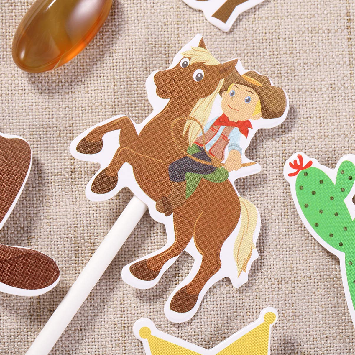 72PCS Western Theme Cupcake Toppers - Cowgirl Party Cake Decorations for Birthday, Baby Shower & Wedding - Reusable Cake Picks for Western Decor, Cowboy Party Supplies