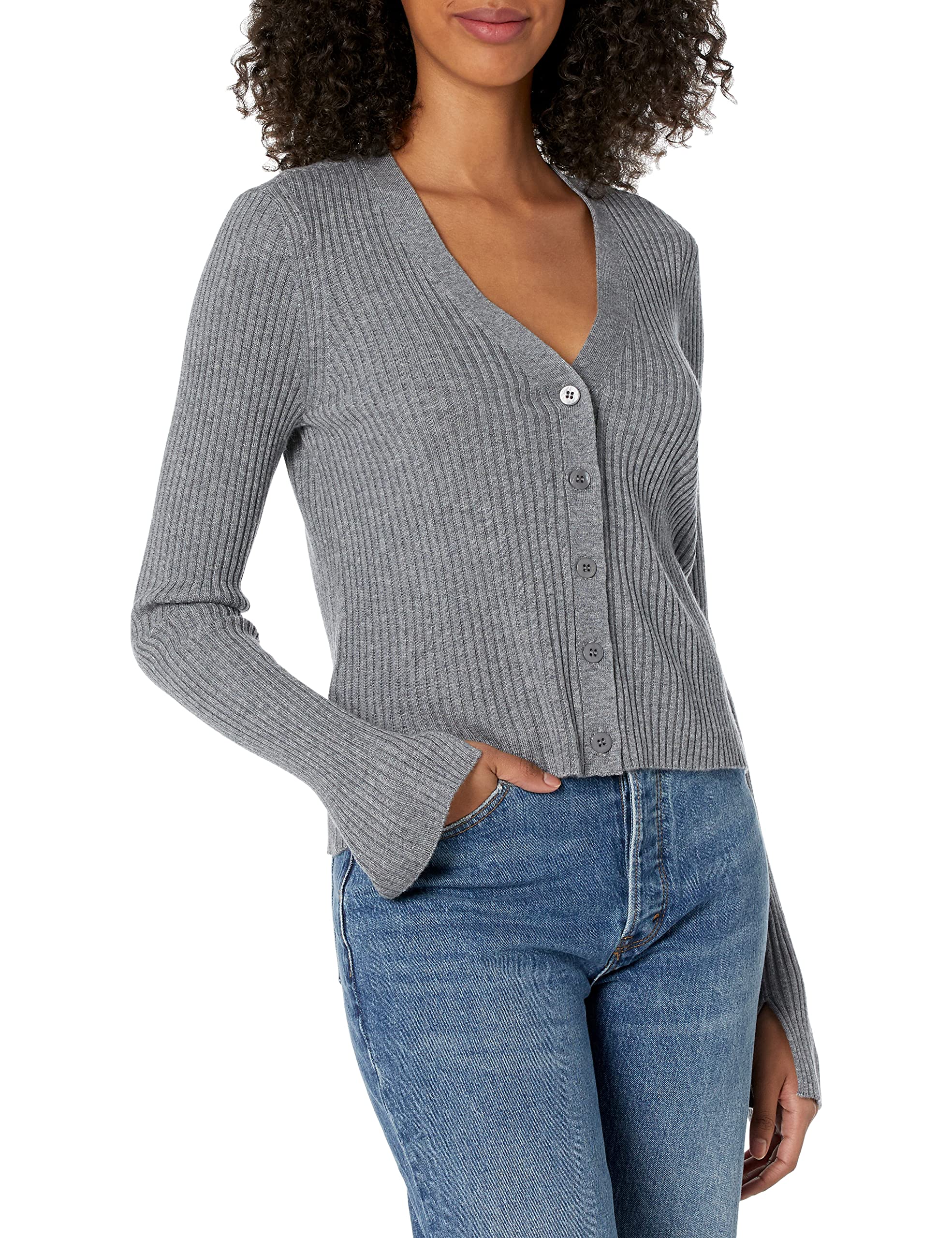 PAIGE Women's Susan V-Neck Ribbed Wool Blend Cropped Cardigan Sweater | Cozy Winter Pullover for Office, Date Night & Casual Outfits