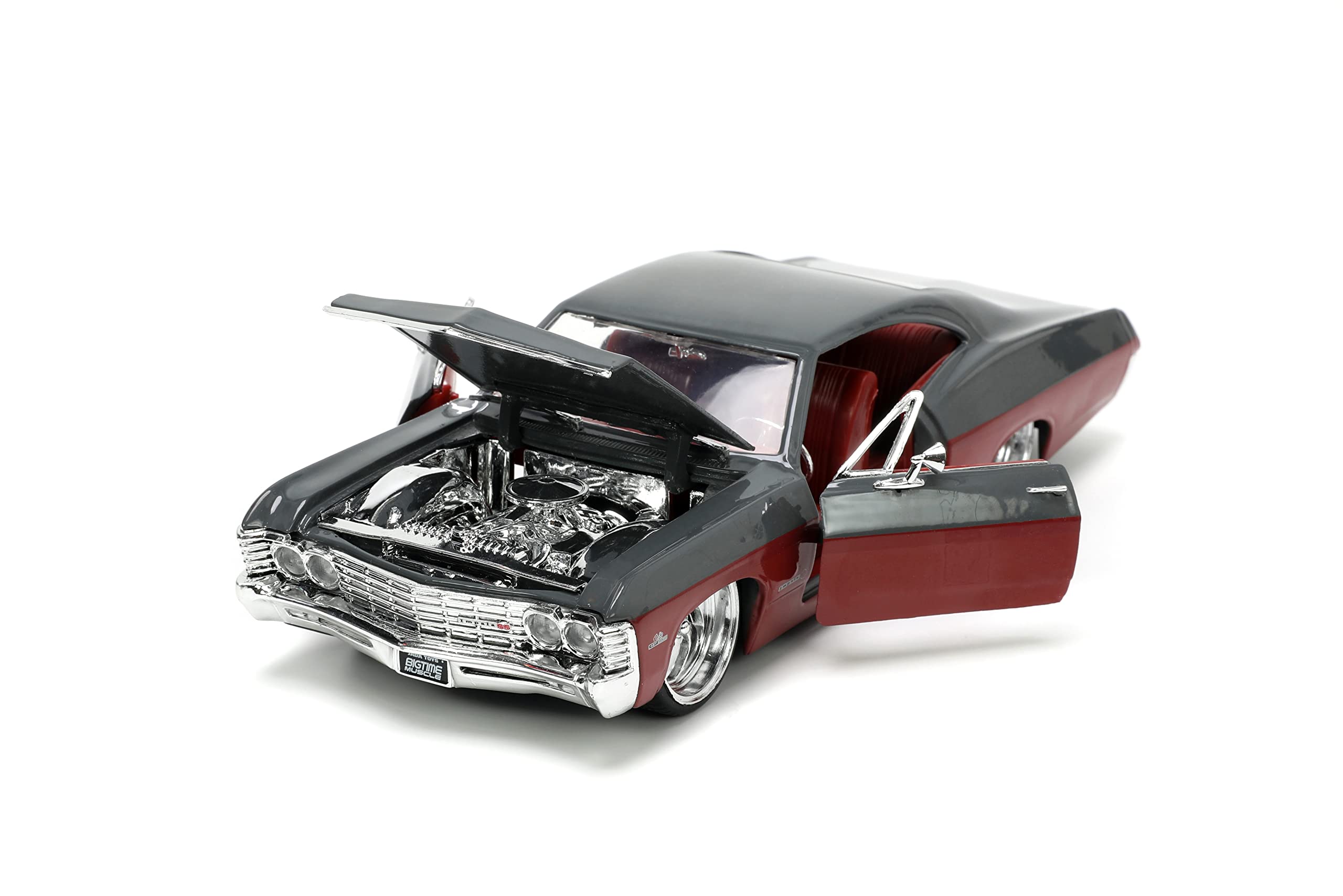 Jada Toys 1:24 Scale 1967 Chevy Impala SS Die-Cast Model Car - Gray & Burgundy - Collectible Muscle Car for Kids & Adults - Perfect for Display, Gifts & Car Enthusiasts