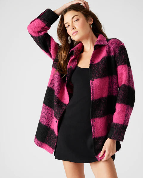 Eldridge Plaid Jacket for Women - Hot Pink Multi Color Tartan Coat - Perfect for Fall Fashion, Outdoor Activities & Casual Wear