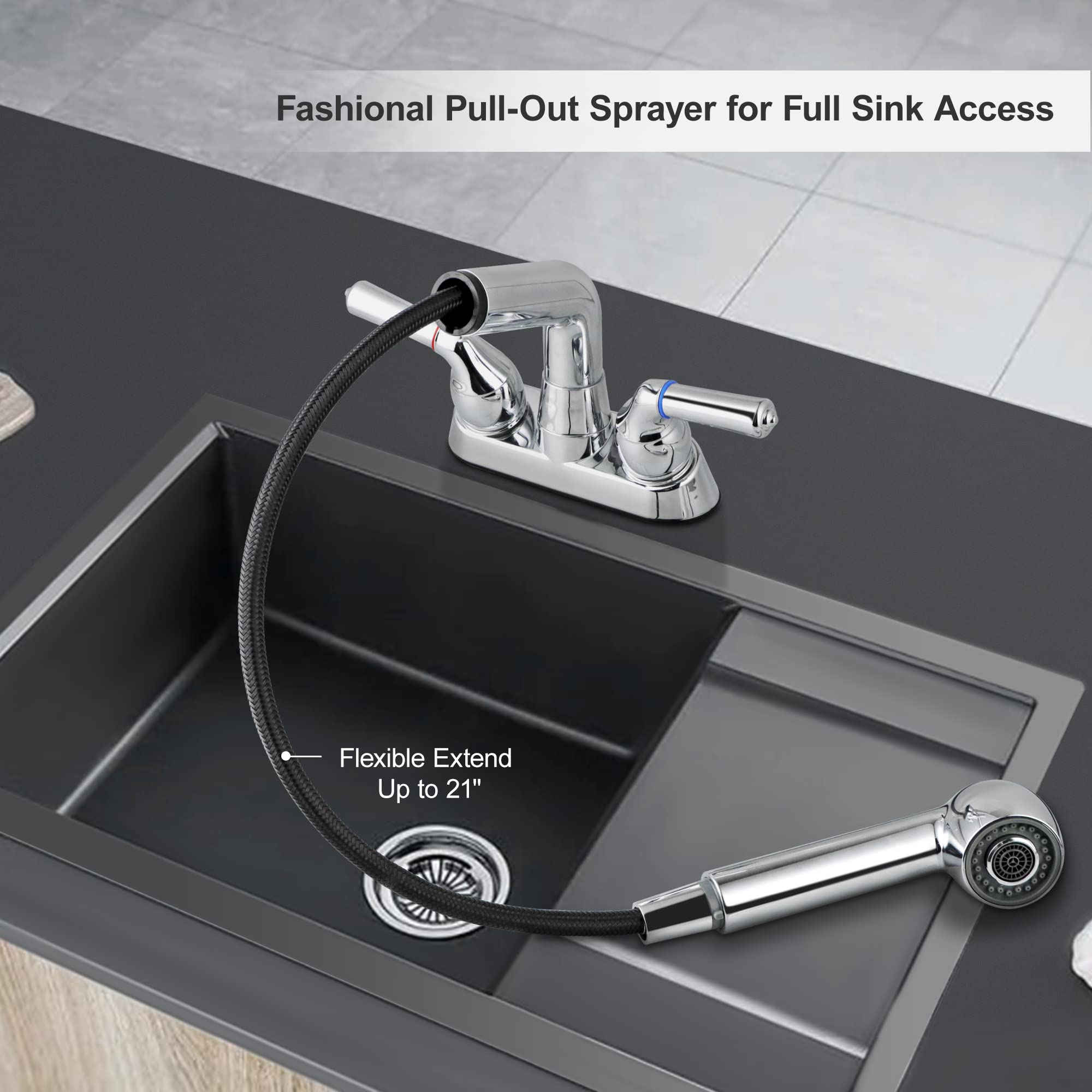 Utility Sink Faucet with Pull-Out Sprayer - 4