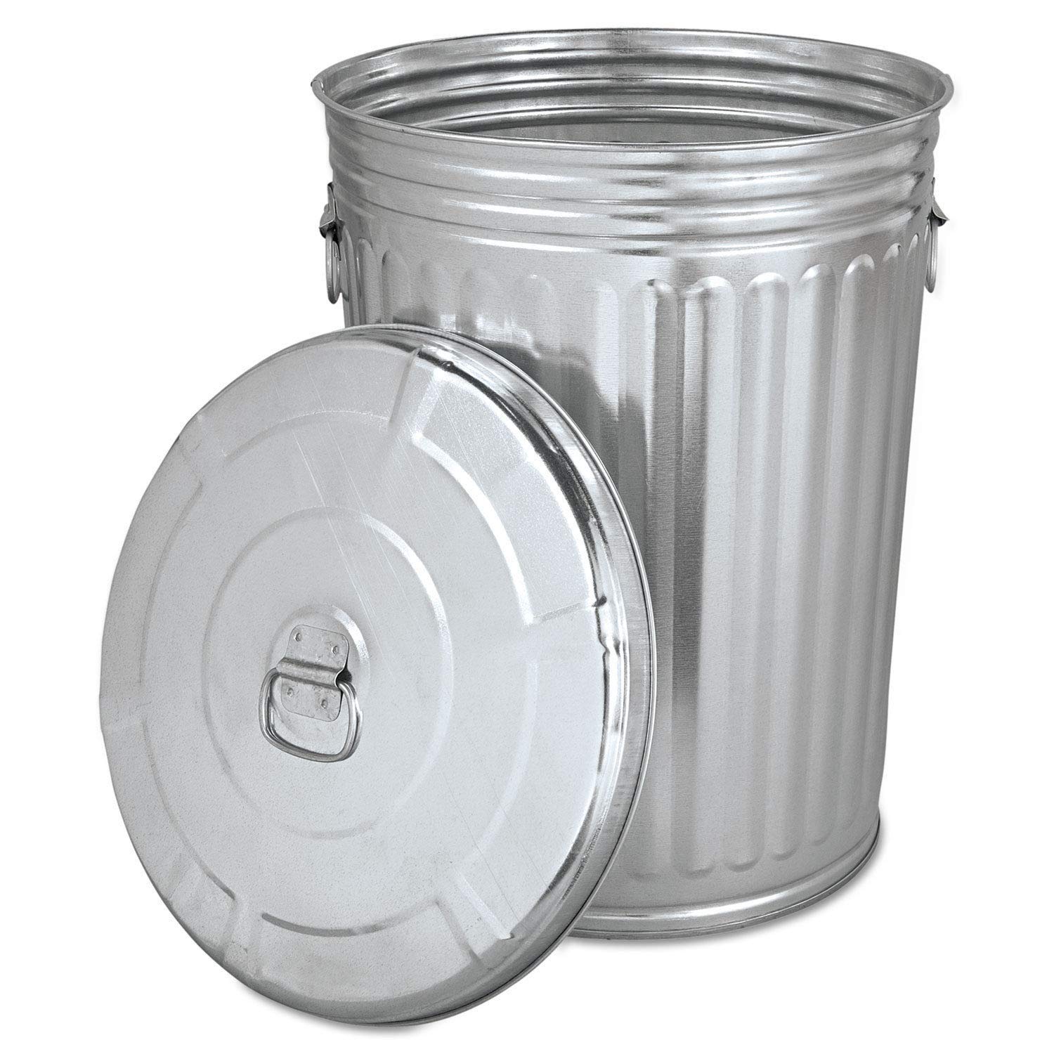 20 Gallon Pre-Galvanized Steel Trash Can with Lid - Round Outdoor Garbage Bin for Patio, Garden & Backyard - Durable Gray Metal Waste Container