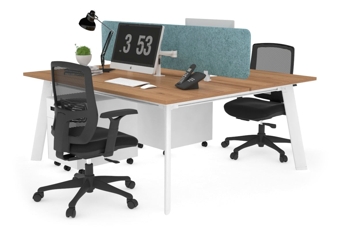 2 Person Workstation with White Frame - 1200L x 800W Switch Desk with Cable Management for Home Office & Coworking Spaces