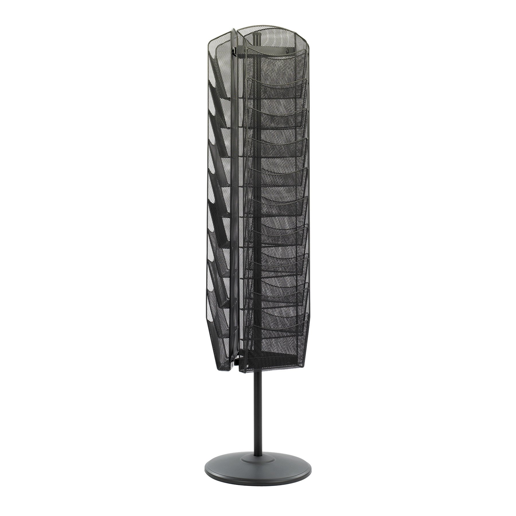Safco Onyx Rotating Mesh Magazine Holder - 30-Pocket Display Rack & Brochure Organizer - Heavy-Duty Steel Construction in Black - Perfect for Offices, Libraries, and Retail Stores