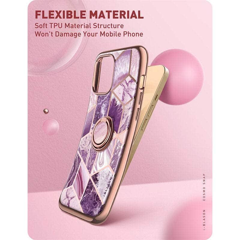 iPhone 13 Pro Max Case with Ring Holder - BLASON Cosmo Snap Marble Design | Slim Protective Cover for Women & Men | Perfect for Work, Travel & Everyday Use
