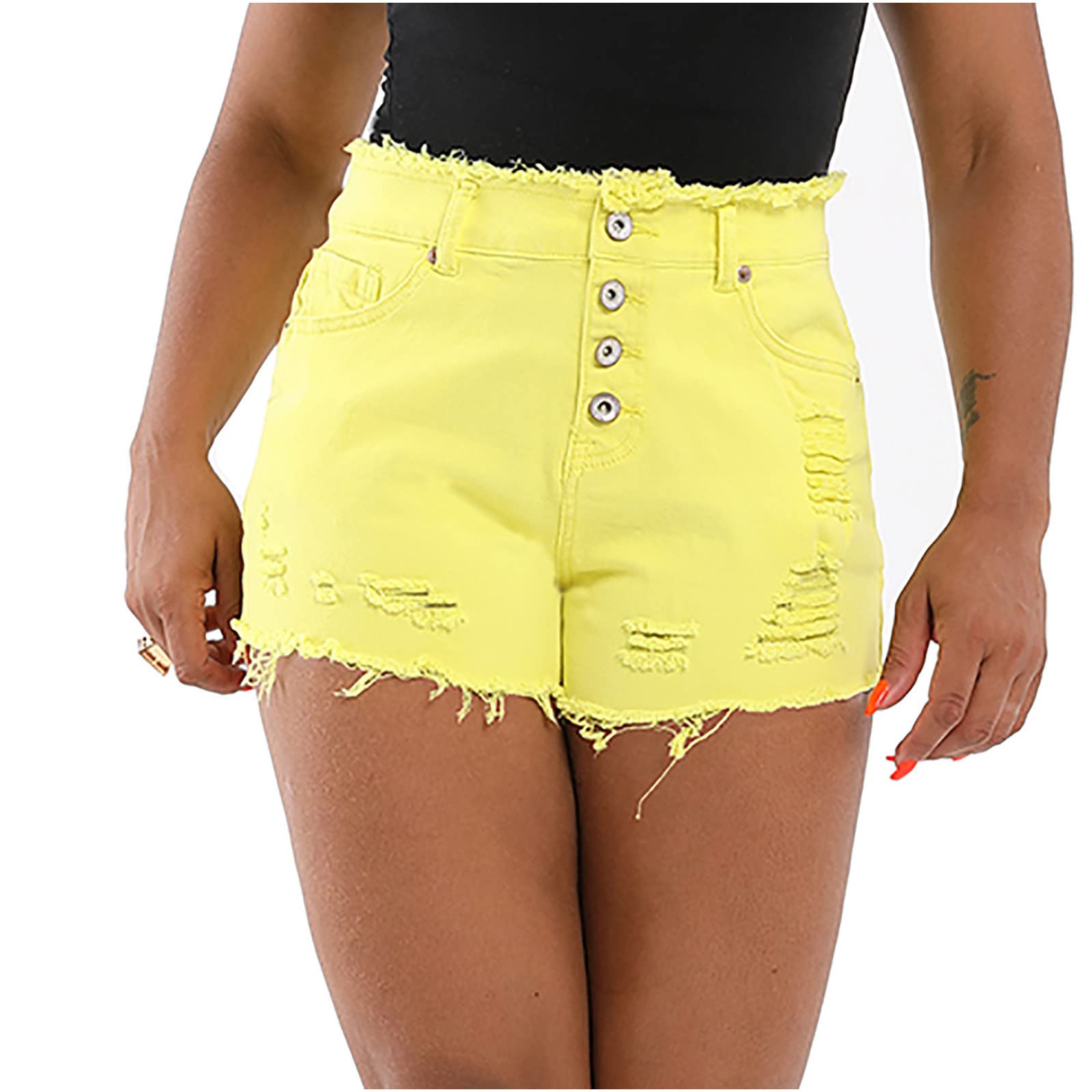 ZDRZK Women's High Waist Denim Shorts - Frayed Raw Hem Ripped Jean Shorts with Pockets | Casual & Dressy Summer Outfits 2023 | Perfect for Beach, Parties & Everyday Wear