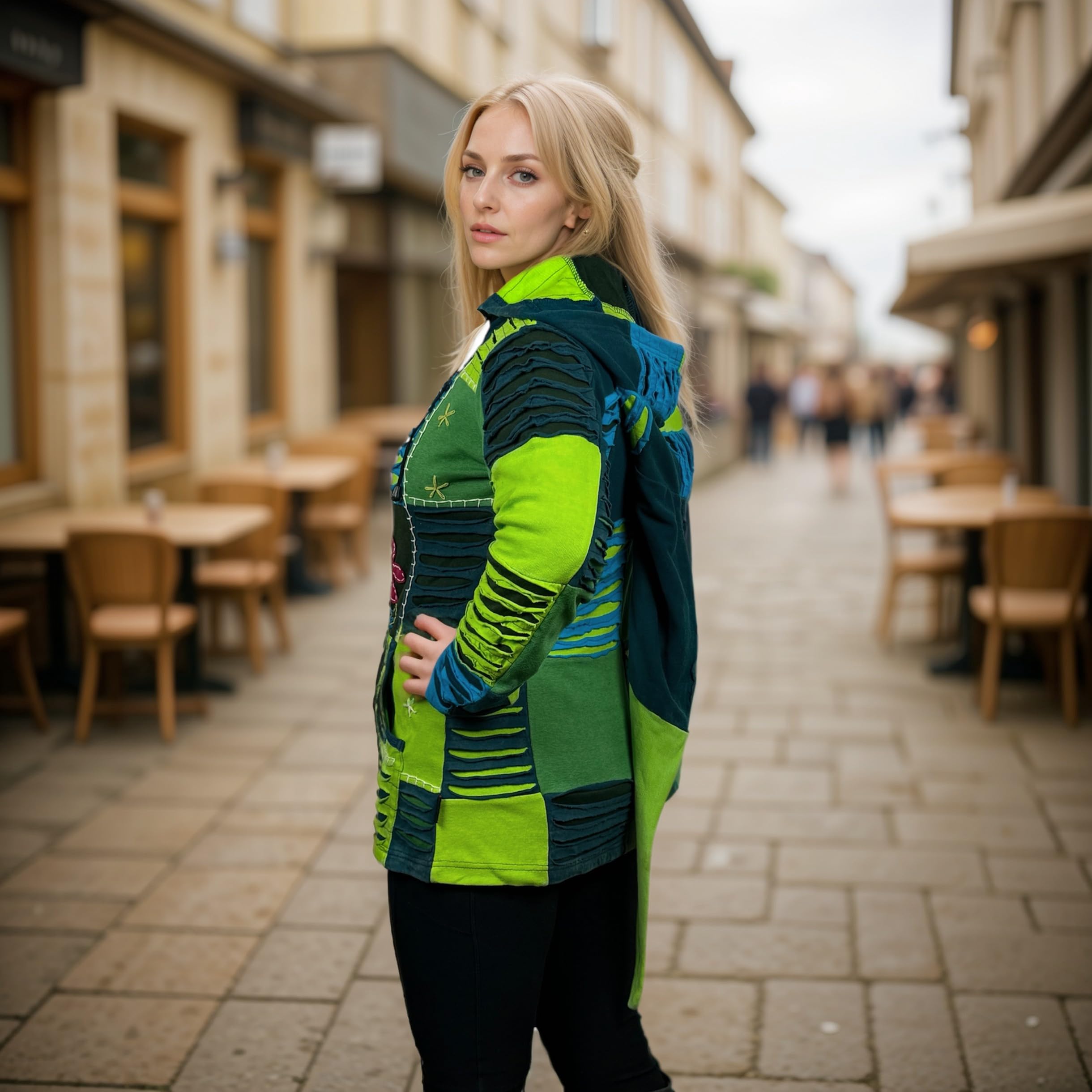 Agan Traders 2025 Spring Tie-Dye Patch Embroidered Women's Zip Up Hoodie Jacket - Trendy Free-Spirited Fashion for Casual Wear, Street Style & Outdoor Activities