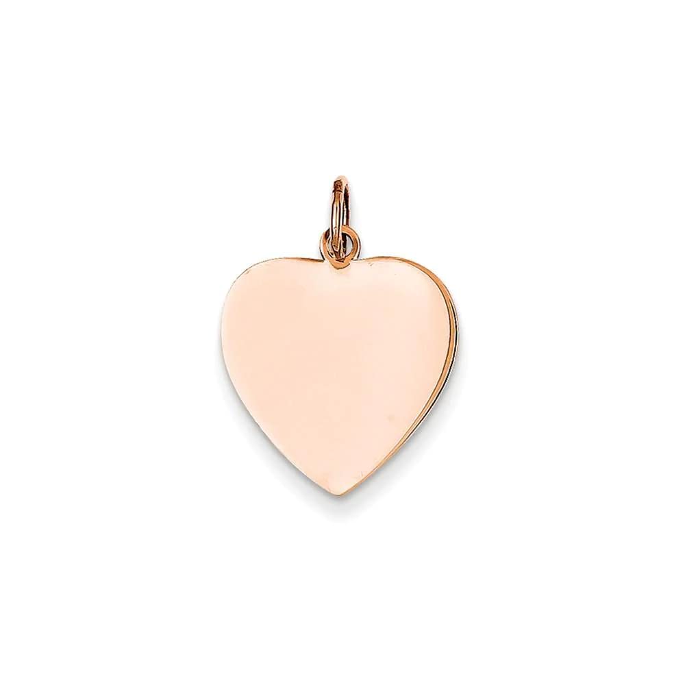 14K Rose Gold Heart Disc Charm XAC809 - Elegant Jewelry for Women, Valentine's Gift, Anniversary Present - Perfect for Necklaces, Bracelets & Special Occasions