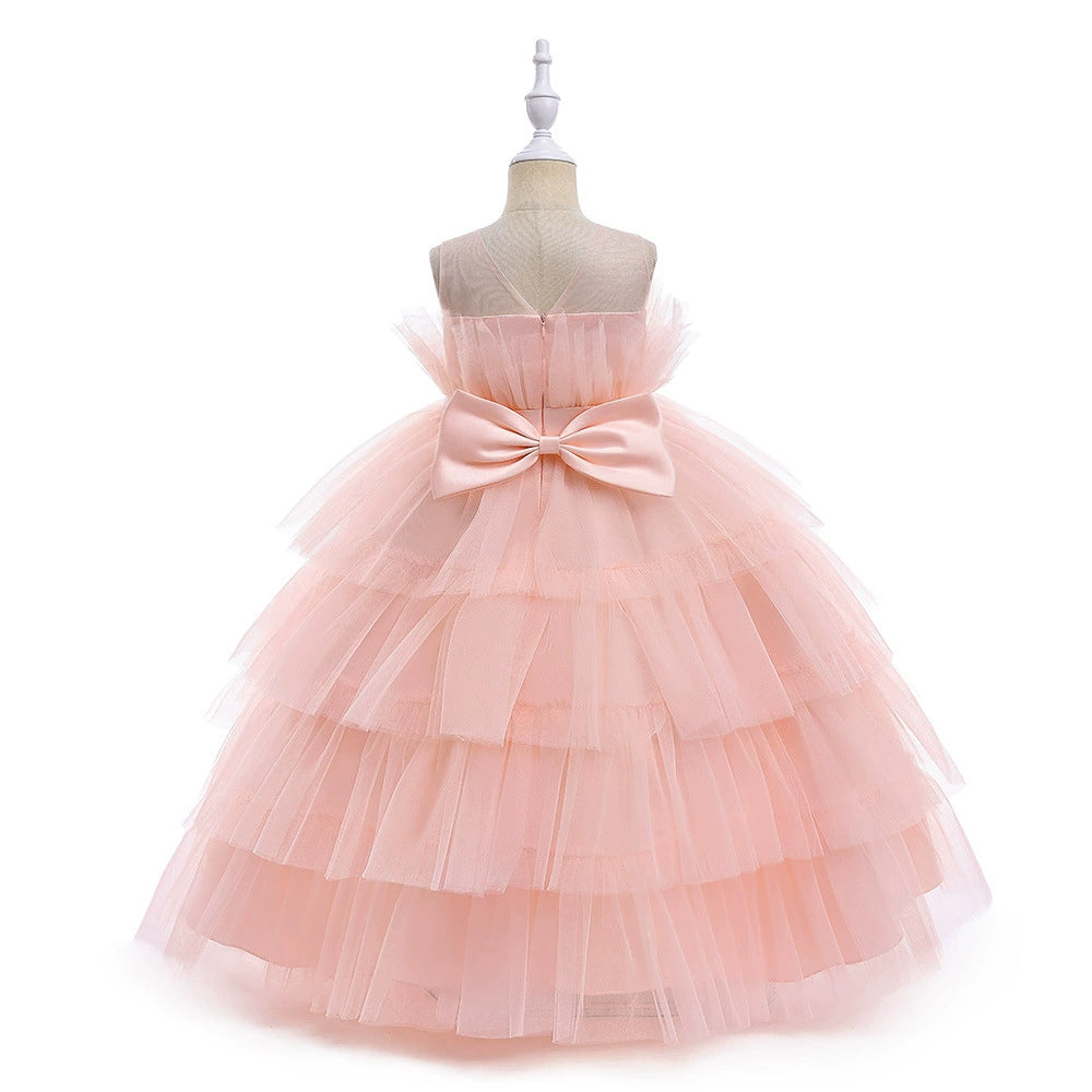 Pink Princess Round Floor Length Tulle Flower Girl Dress for Weddings, Birthday Parties & Special Occasions