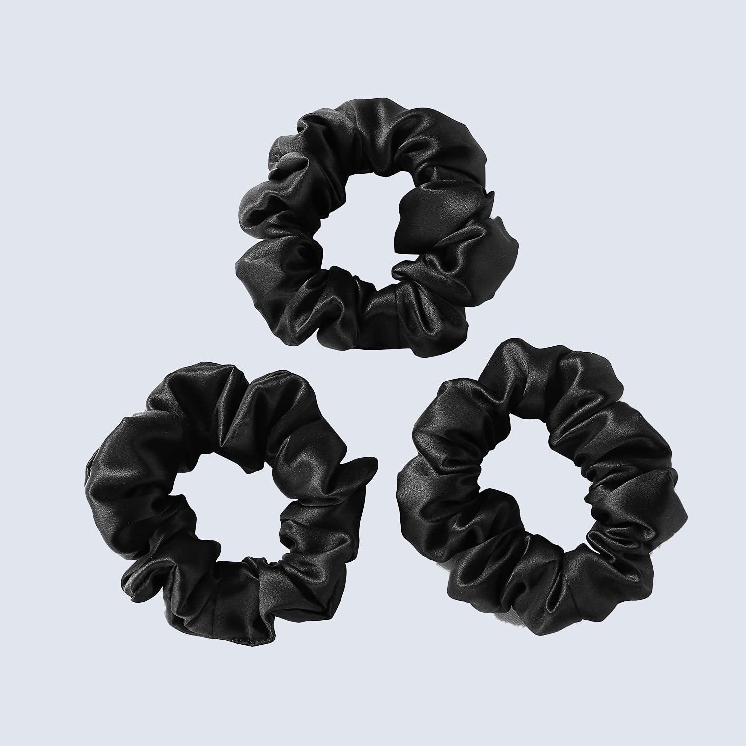 Shidara Mulberry Silk Hair Scrunchies for Women & Girls - Soft Ponytail Holders & Hair Bands (Black, 12-Pack) | Perfect for Workouts, Office, and Everyday Styling