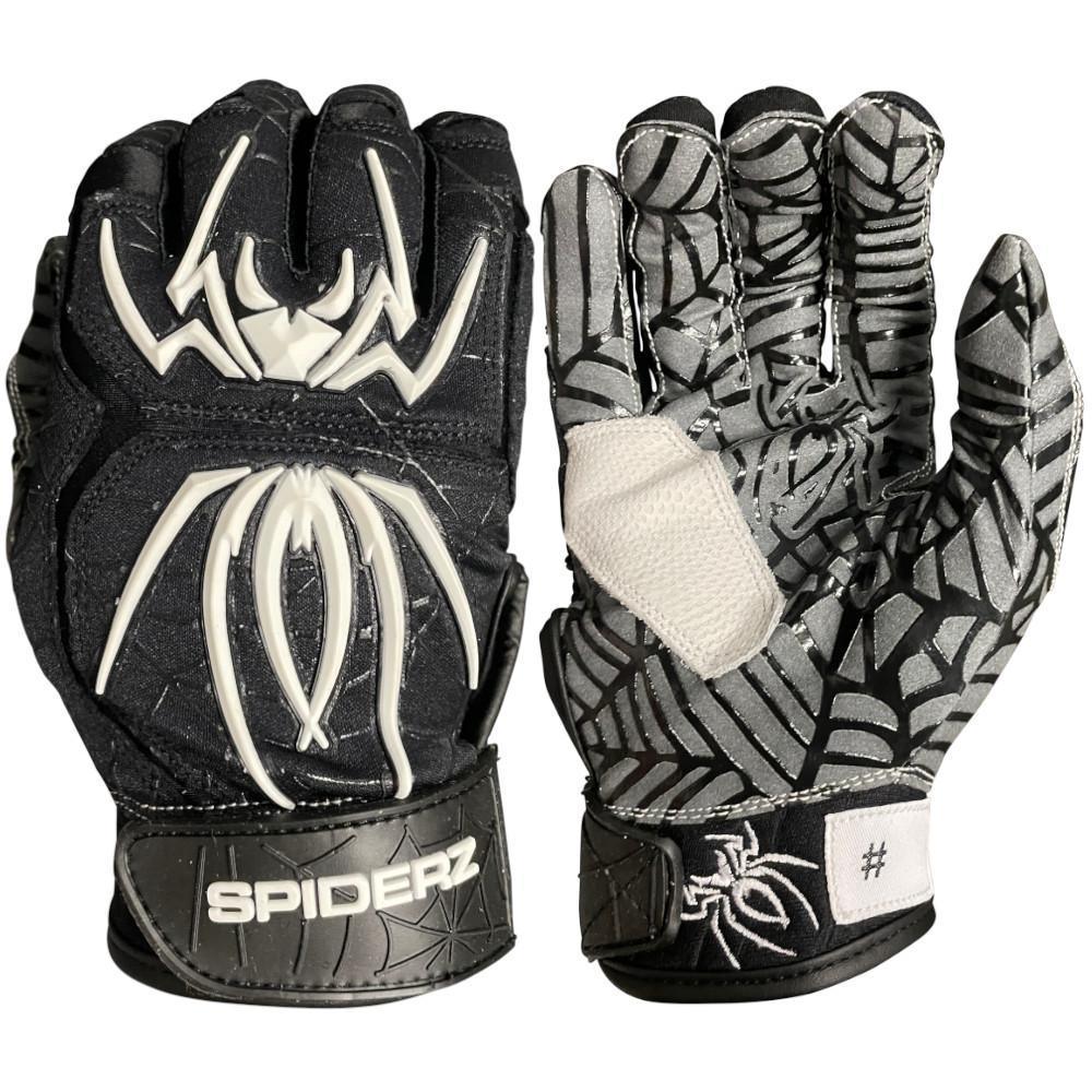 2023 Spiderz HYBRID Batting Gloves for Baseball & Softball - Black/White - Lightweight & Breathable for Enhanced Grip & Comfort - Perfect for Training, Games & Outdoor Sports