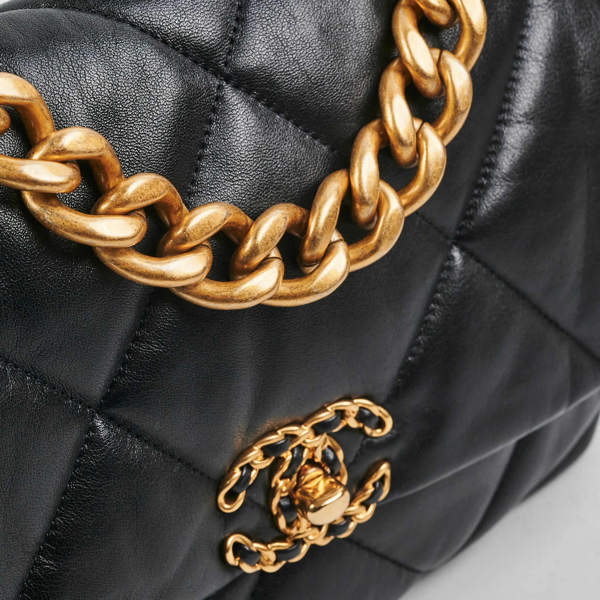 Chanel 19 Medium Flap Bag - Genuine Black Goatskin Leather Luxury Handbag for Women | Perfect for Date Night, Office & Special Occasions