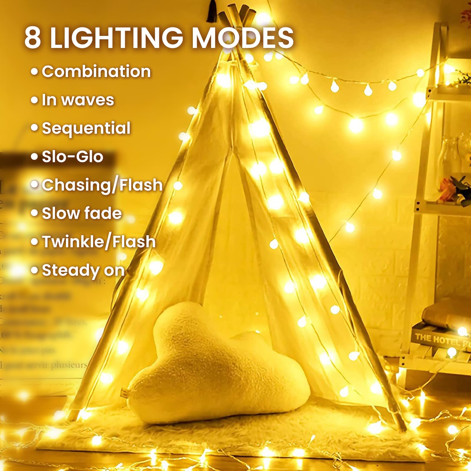 Dailyart Globe String Lights - 100 LED 59FT Waterproof Fairy Lights with Remote Control, 8 Lighting Modes, Adjustable Brightness & Timer Function - Indoor/Outdoor Decorative Lights for Bedroom, Garden, Wedding (Warm White) | Perfect for Home Decor, Parties, and Romantic Ambiance