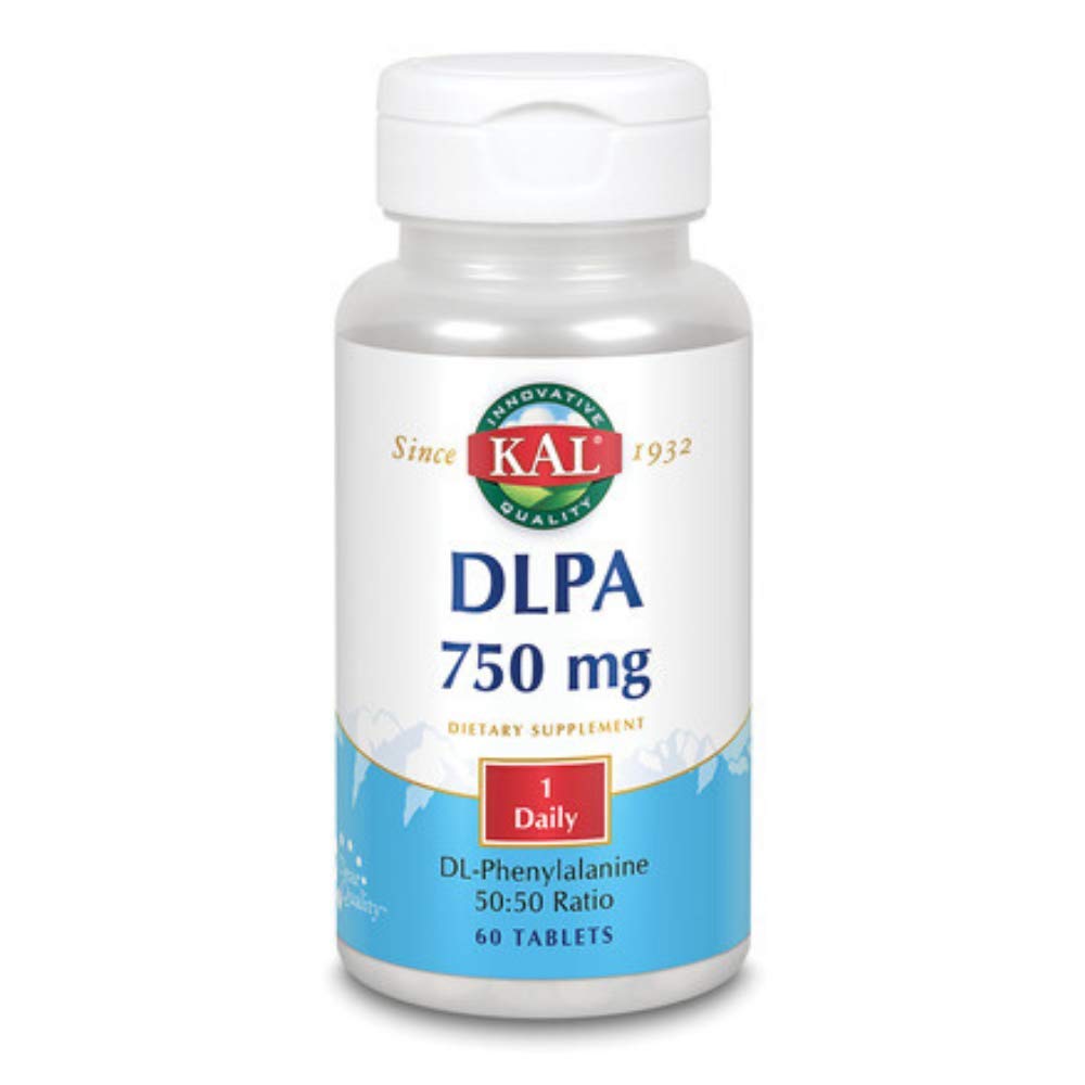 KAL DLPA Tablets 750mg - 60 Count Supplement for Mood Support & Pain Relief - Natural Amino Acid Phenylalanine for Energy & Focus - Perfect for Stress Management & Daily Wellness