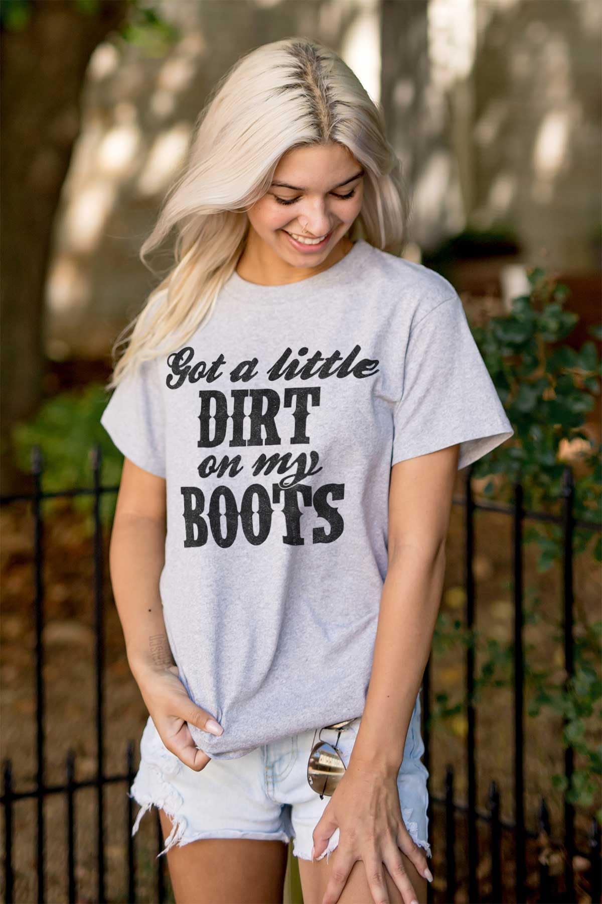 Brisco Brands Little Dirt Boots Cute Southern Women's Graphic T-Shirt - Comfortable Cotton Tee for Casual Wear, Country Outfits & Southern Style Fashion