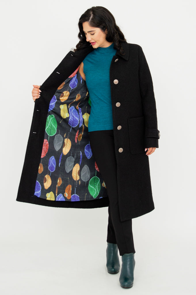 Edna Coat - Black Boiled Wool Women's Winter Jacket | Warm & Stylish Outerwear for Cold Weather