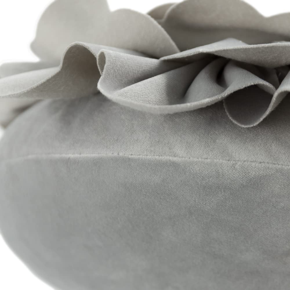 JWH Handmade Floral Throw Pillow Cover - Decorative Round Velvet Cushion Case for Bedroom, Living Room & Couch (14 Inch, Grey) - Perfect for Home Decor, Sofa Accents & Cozy Interior Styling