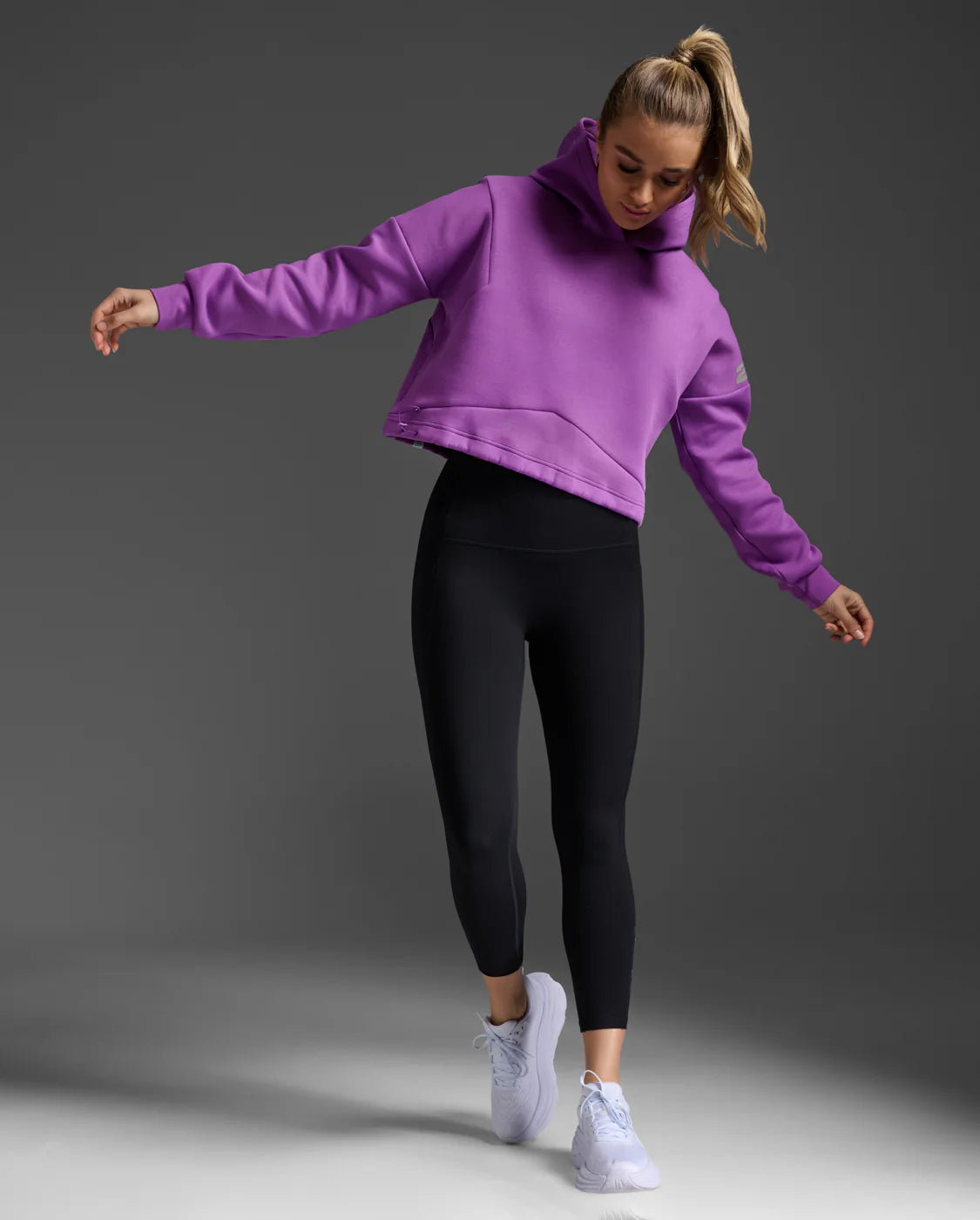 Form Spliced Crop Hoodie Thistle - Trendy Women's Fashion Hooded Sweatshirt for Casual Wear & Street Style Outfits